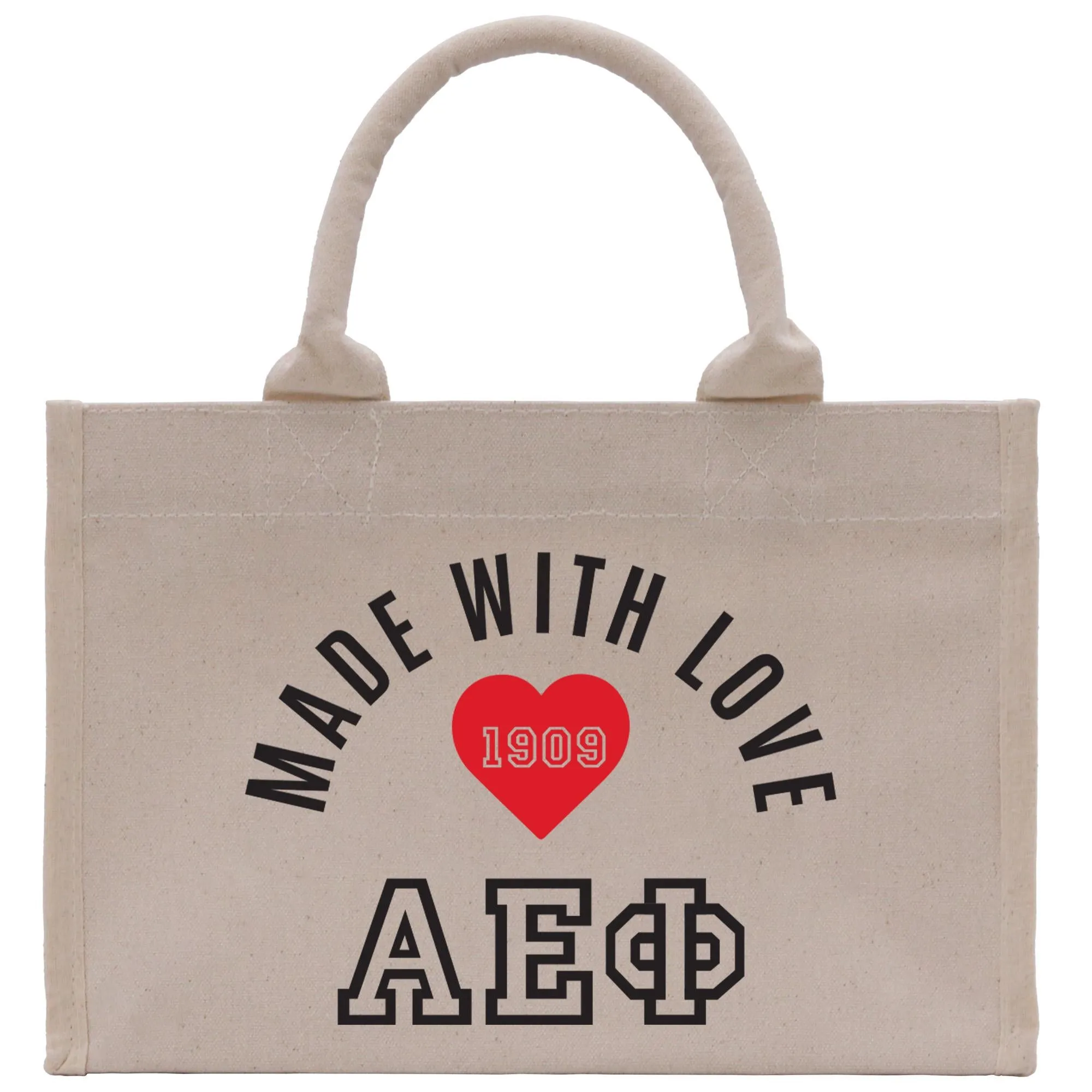 Personalized 3 Initials Sorority Canvas Small Tote Bag Custom Greek Letter Bag School University Sorority Tote Bag (STB1002)