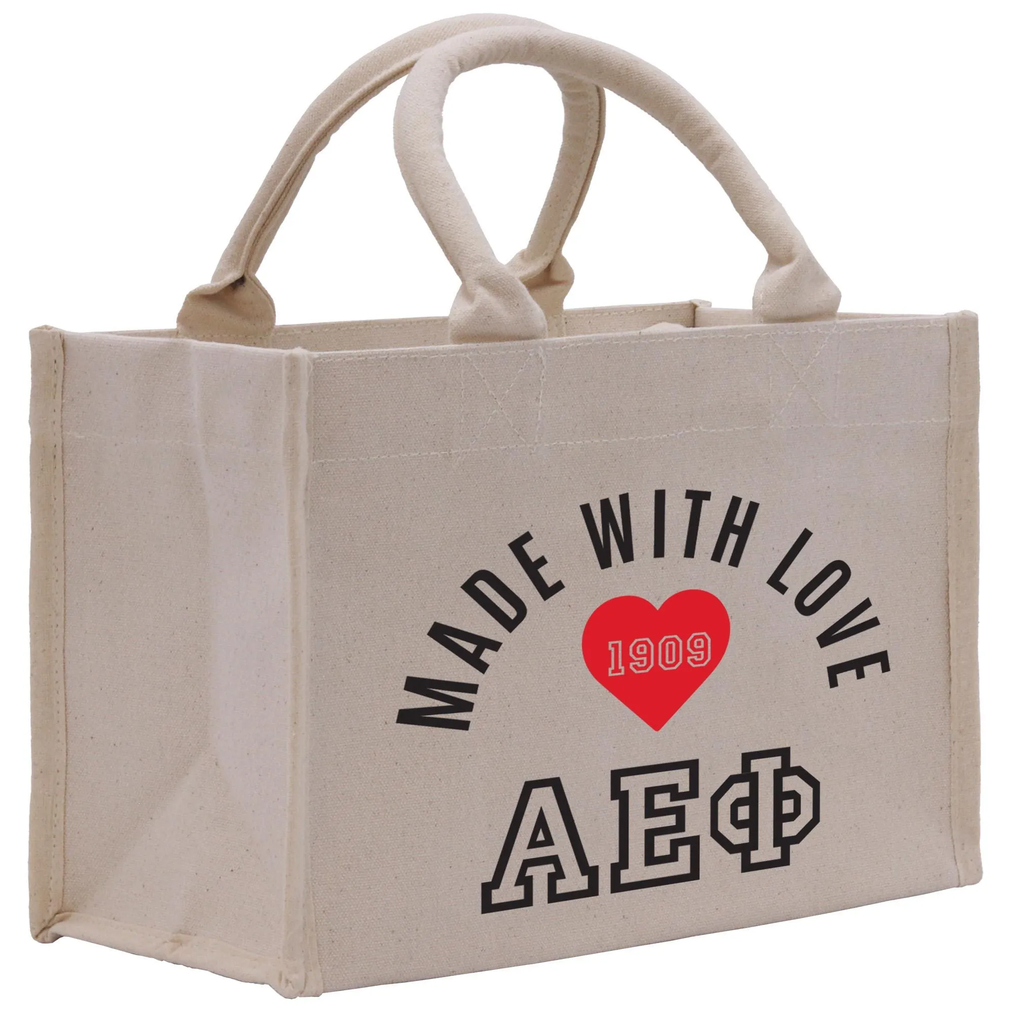 Personalized 3 Initials Sorority Canvas Small Tote Bag Custom Greek Letter Bag School University Sorority Tote Bag (STB1002)