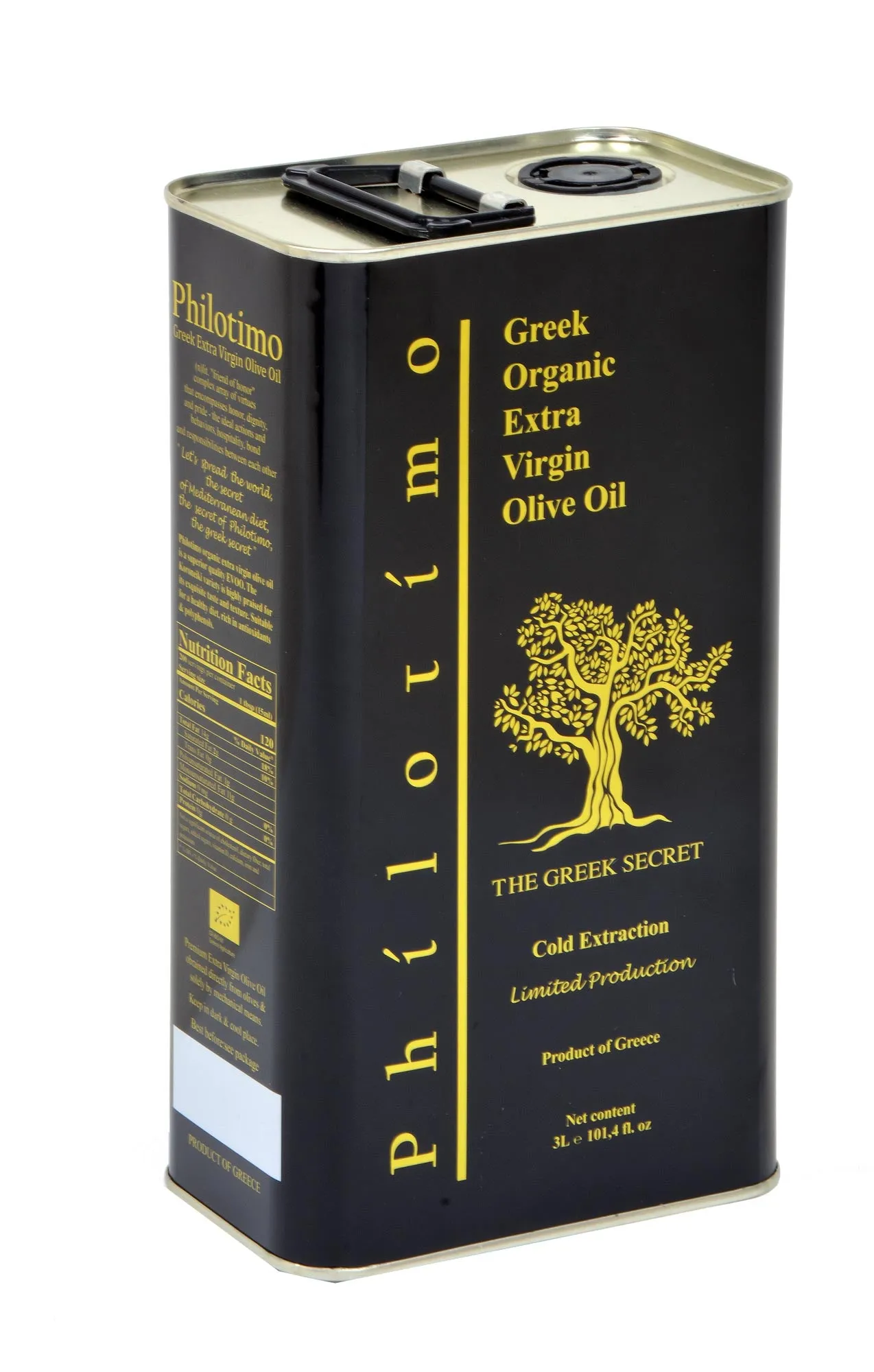 Philotimo Organic Greek Extra Virgin Olive Oil 3ltr Tin