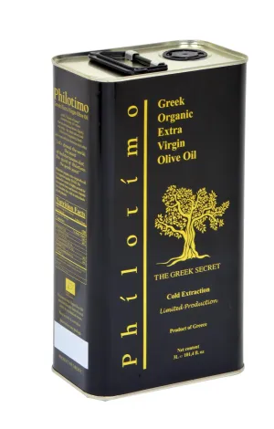 Philotimo Organic Greek Extra Virgin Olive Oil 3ltr Tin