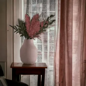 Pink Ribbed Stoneware Vase