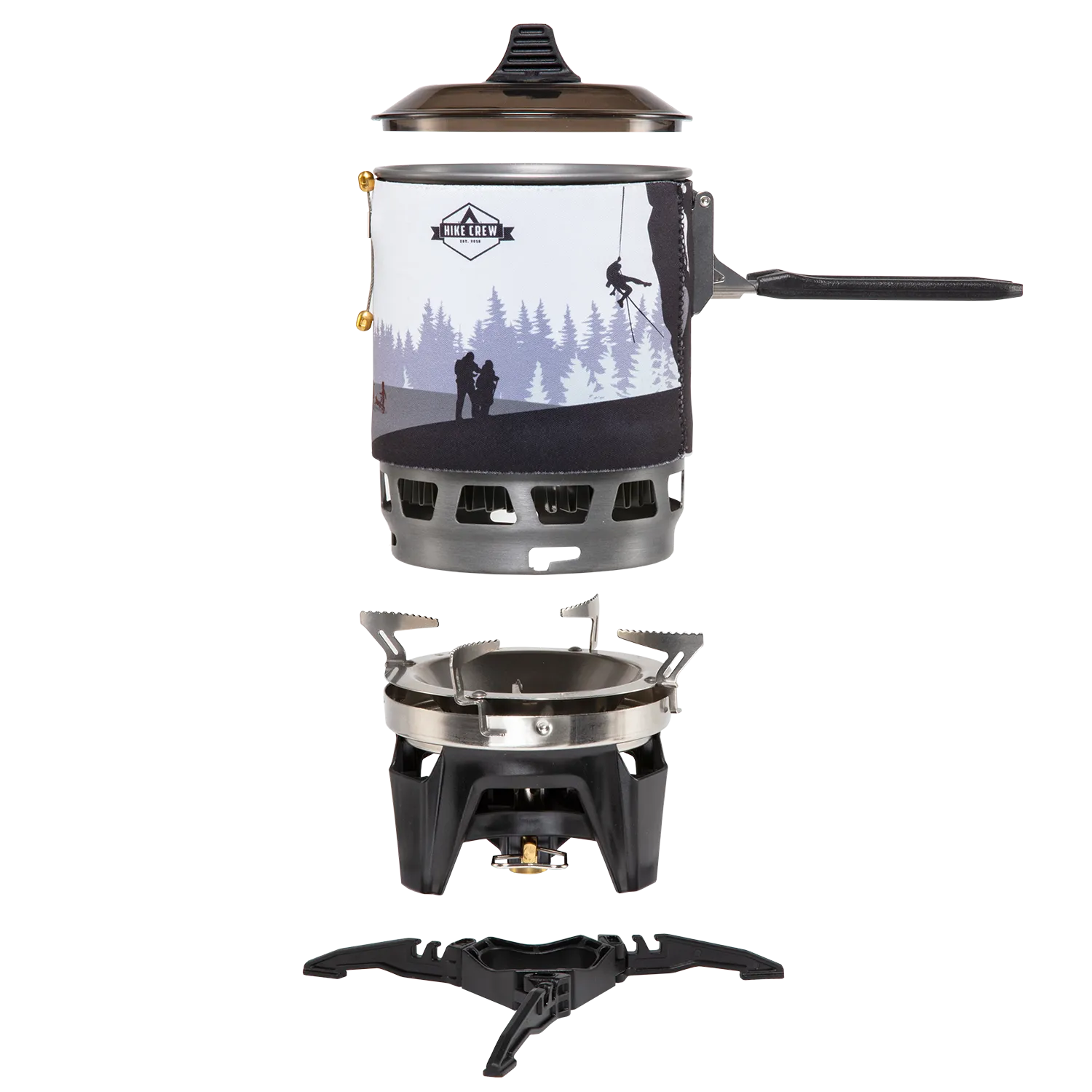 Portable Stove and Cooking System with 1L Pot, Compact Propane Stove Cooktop with Handle