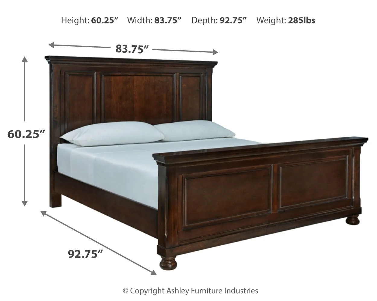 Porter California King Panel Bed with Mirrored Dresser and 2 Nightstands