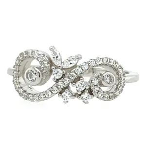 R542 Swirl CZ Ring