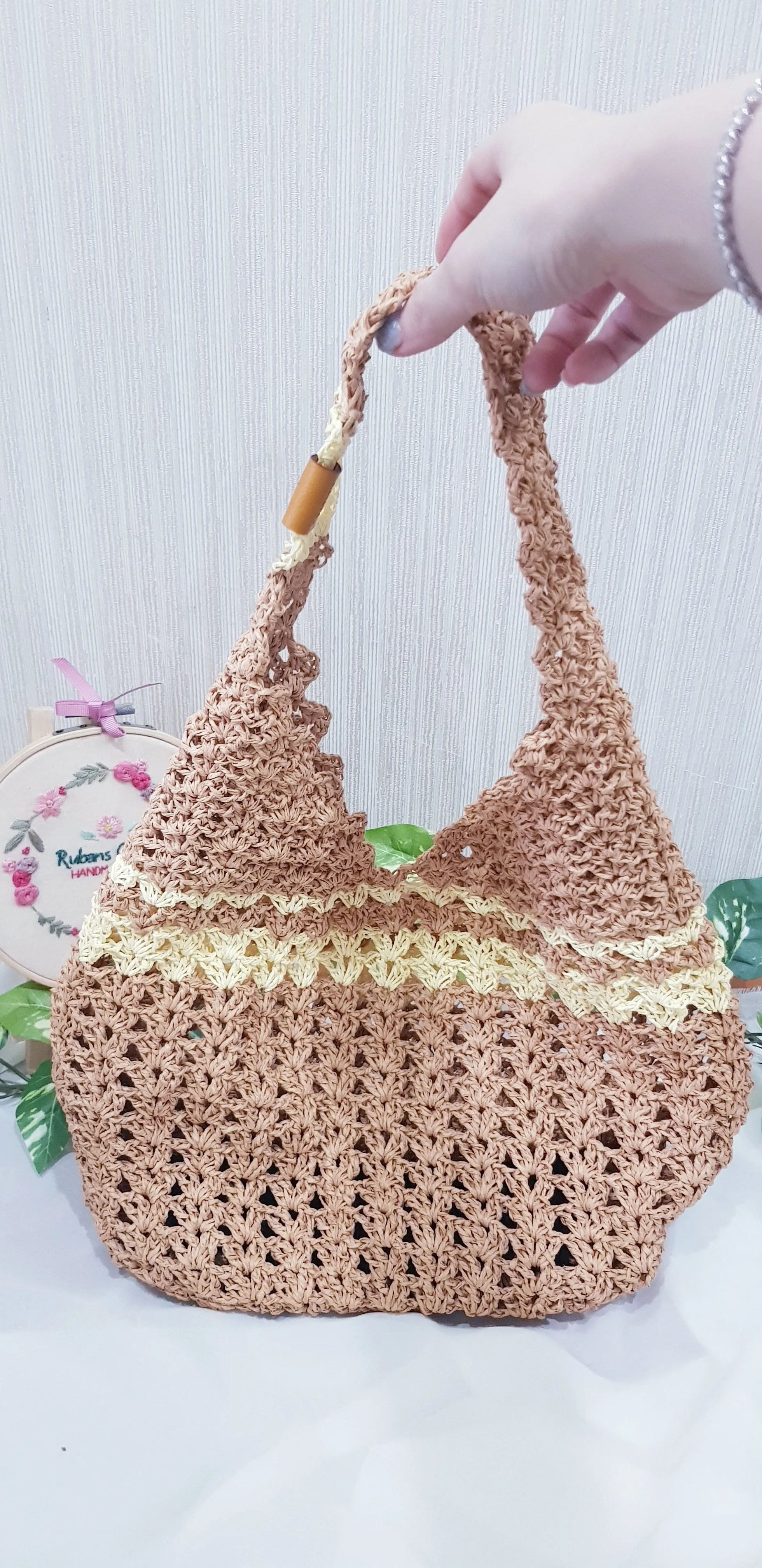 Raffia Hobo Bag with Leather bag (1 piece only)