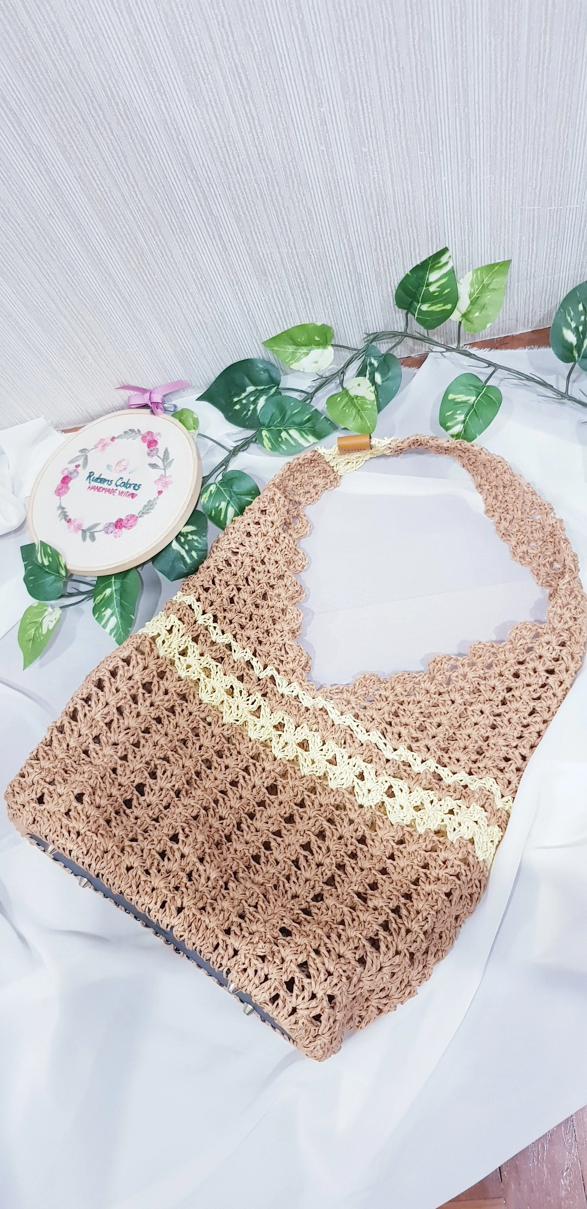 Raffia Hobo Bag with Leather bag (1 piece only)