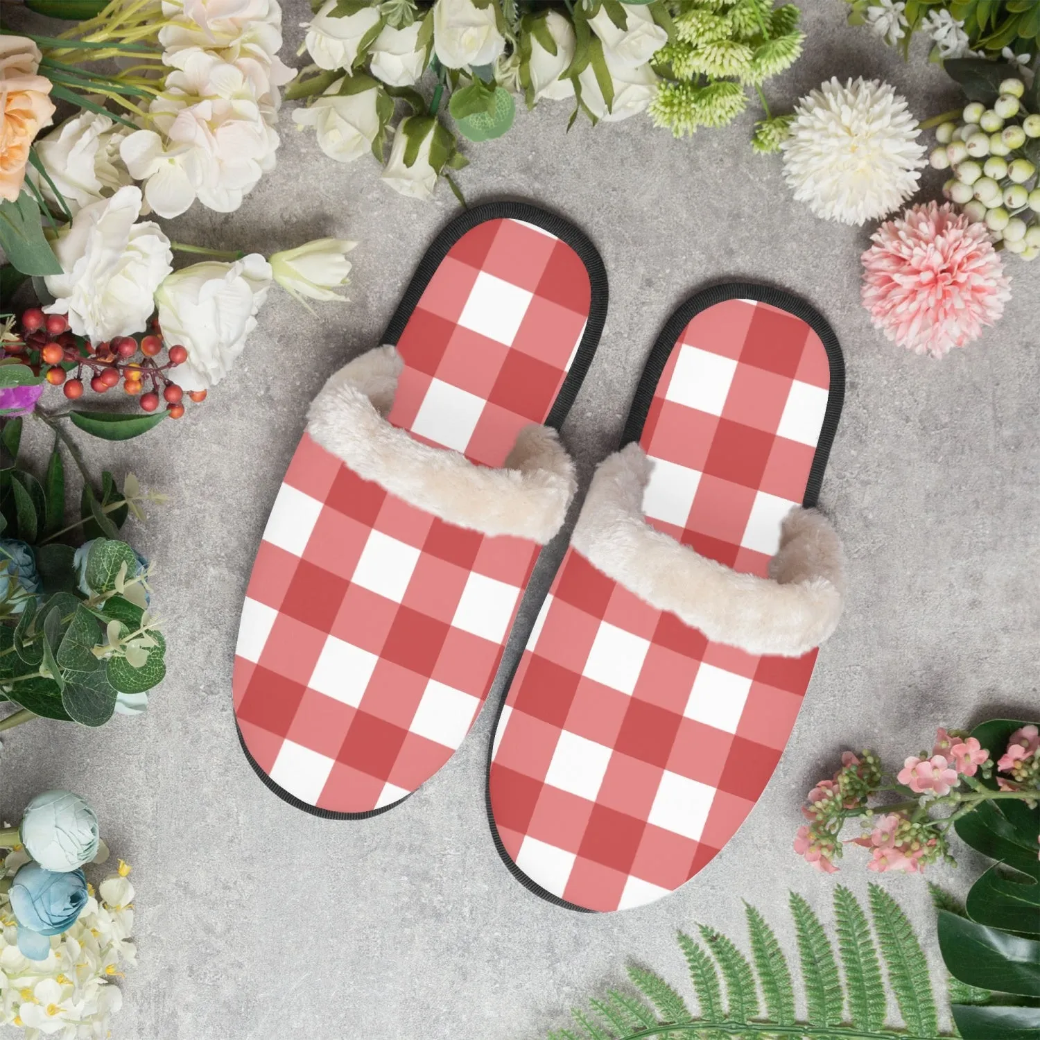 Red & White Checkered |  cozy slippers