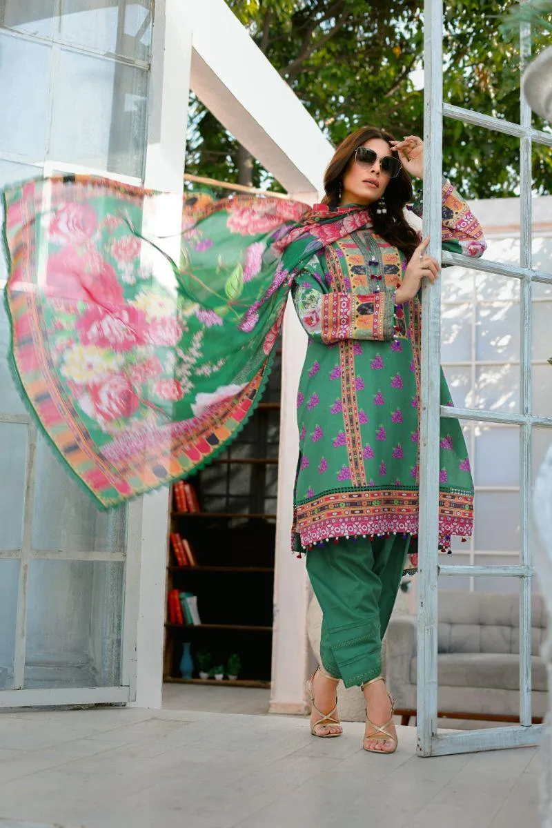 Reema Ahsan - Hurrem - Lawn & Silk - Green - 3 Piece