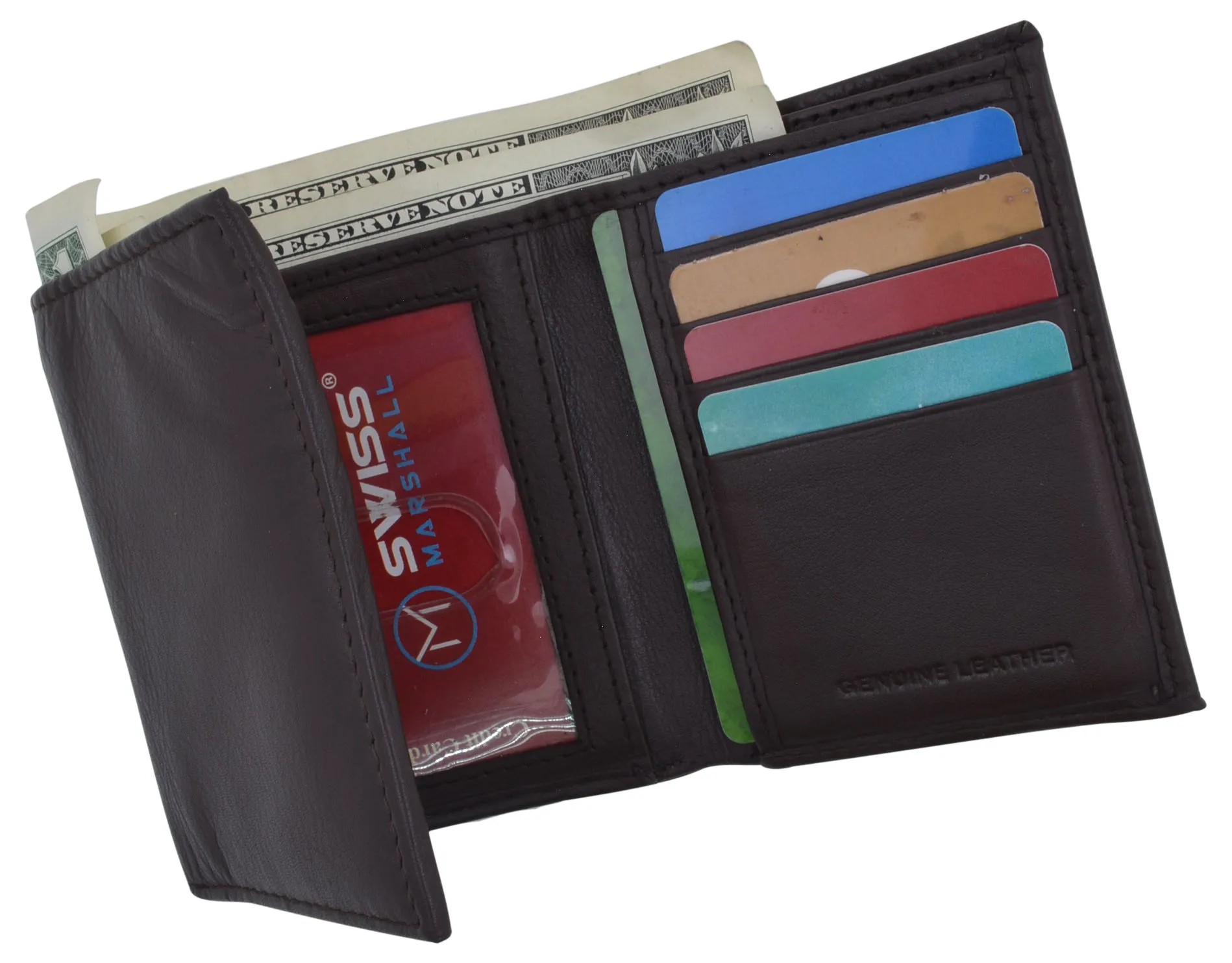 RFID Blocking Mens Trifold Wallet W/Removable Credit Card ID Holder