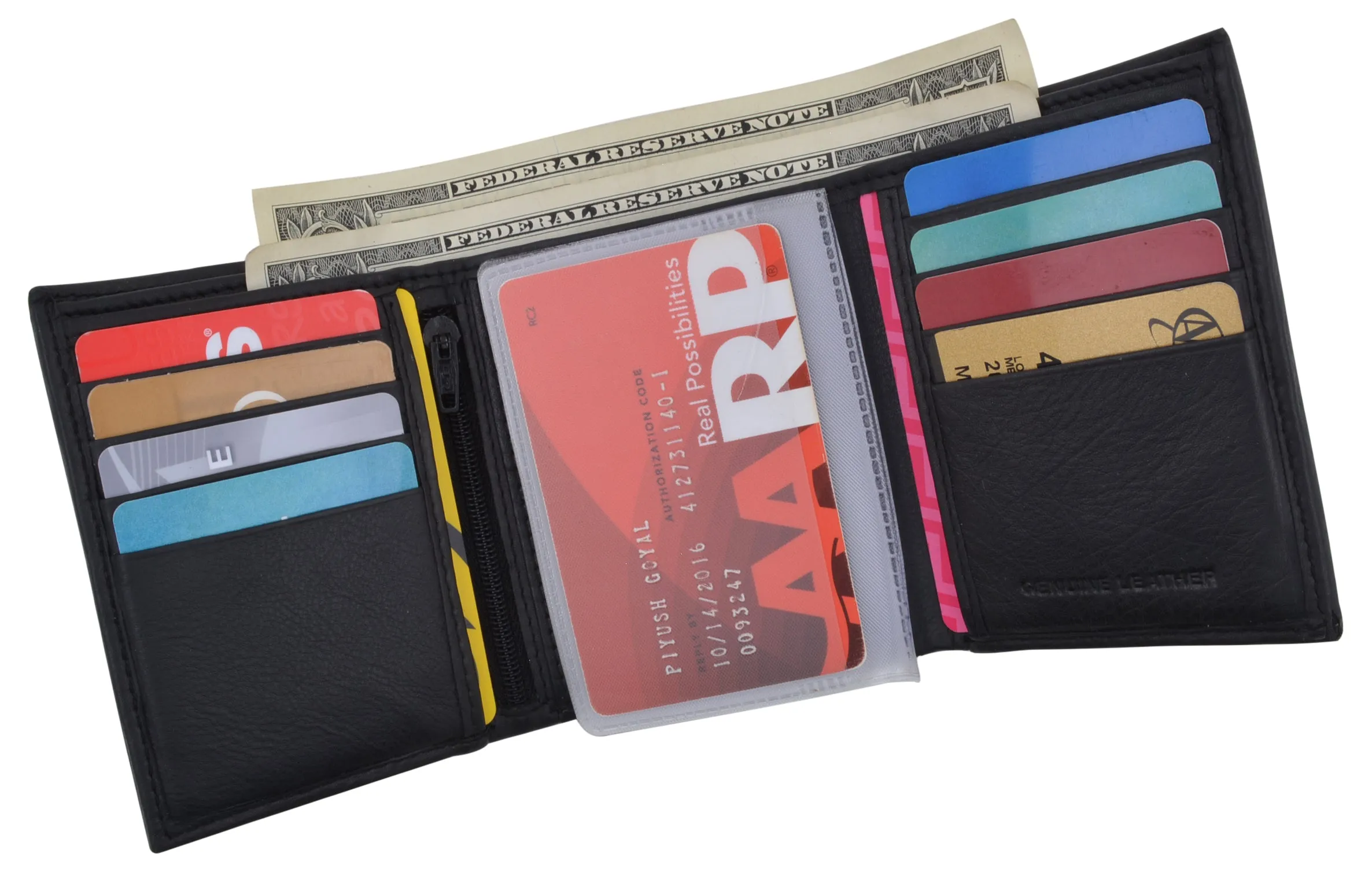 RFID Blocking Mens Trifold Wallet W/Removable Credit Card ID Holder