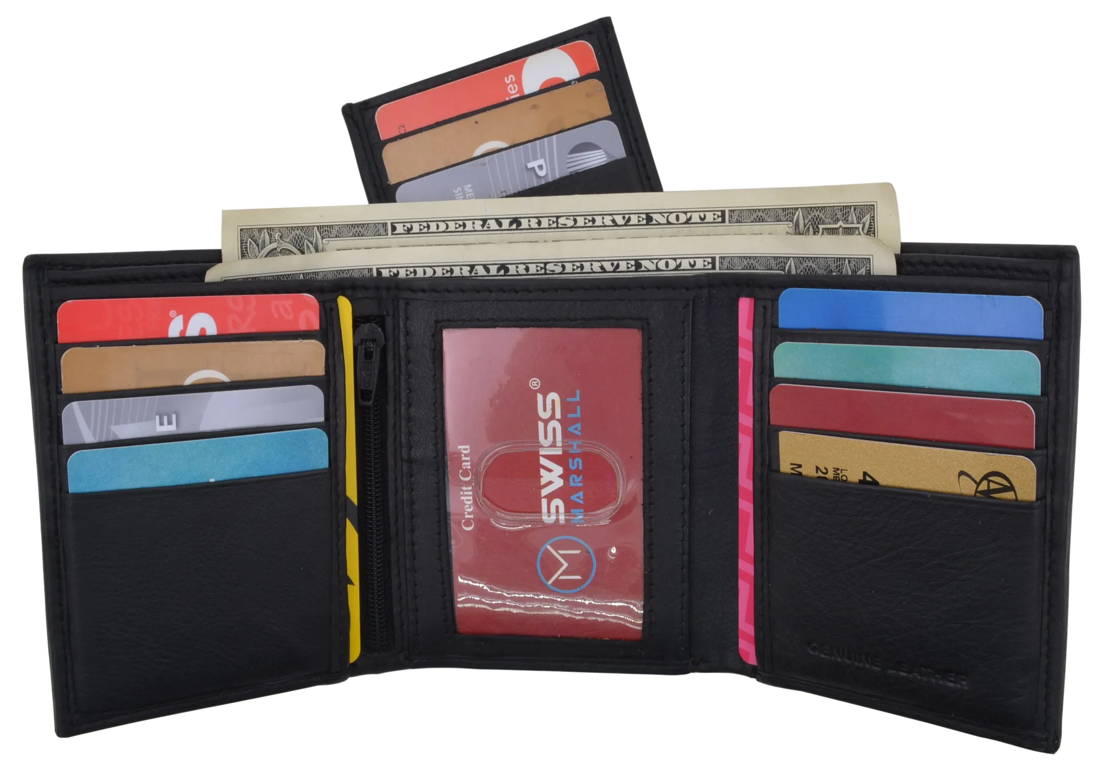 RFID Blocking Mens Trifold Wallet W/Removable Credit Card ID Holder