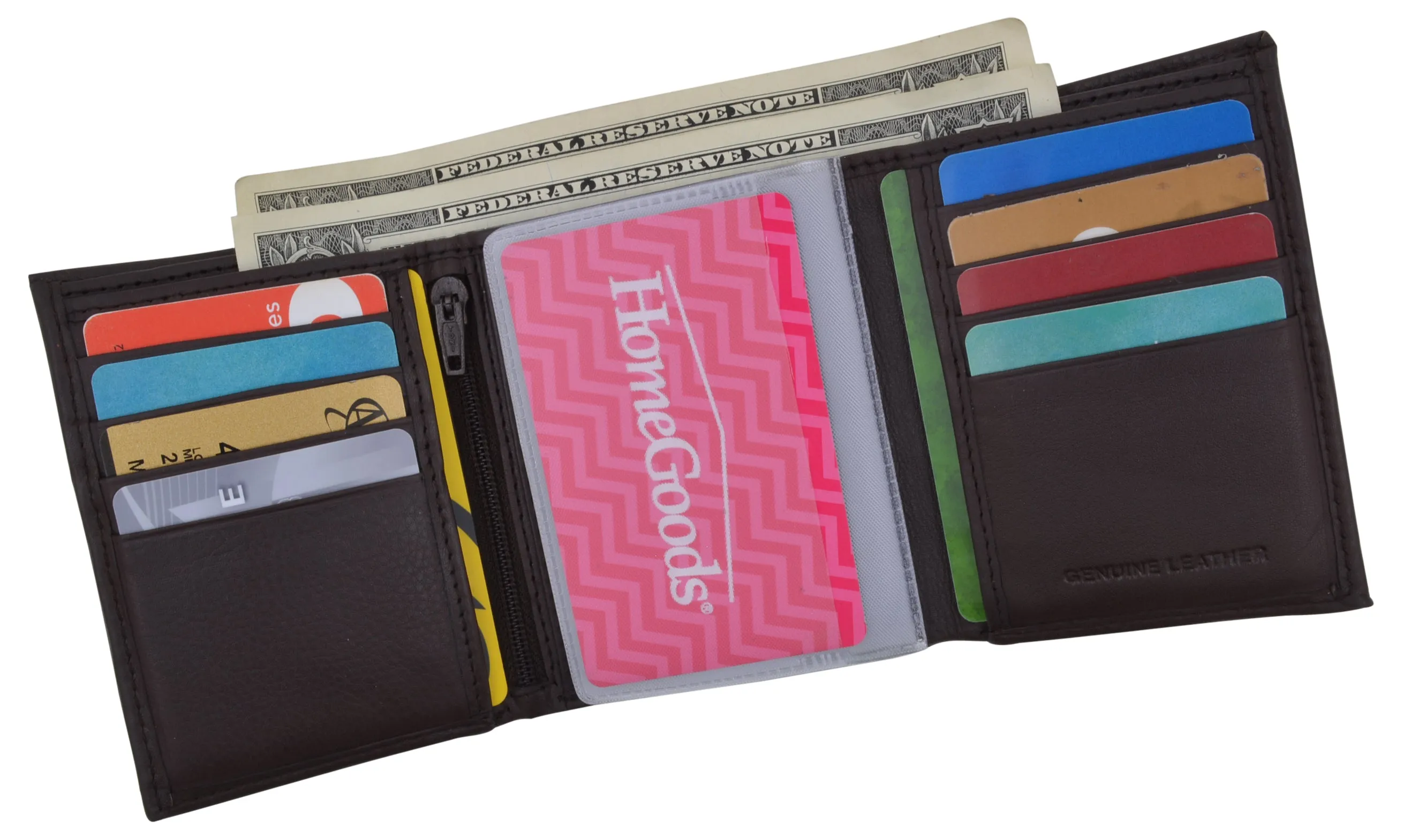 RFID Blocking Mens Trifold Wallet W/Removable Credit Card ID Holder