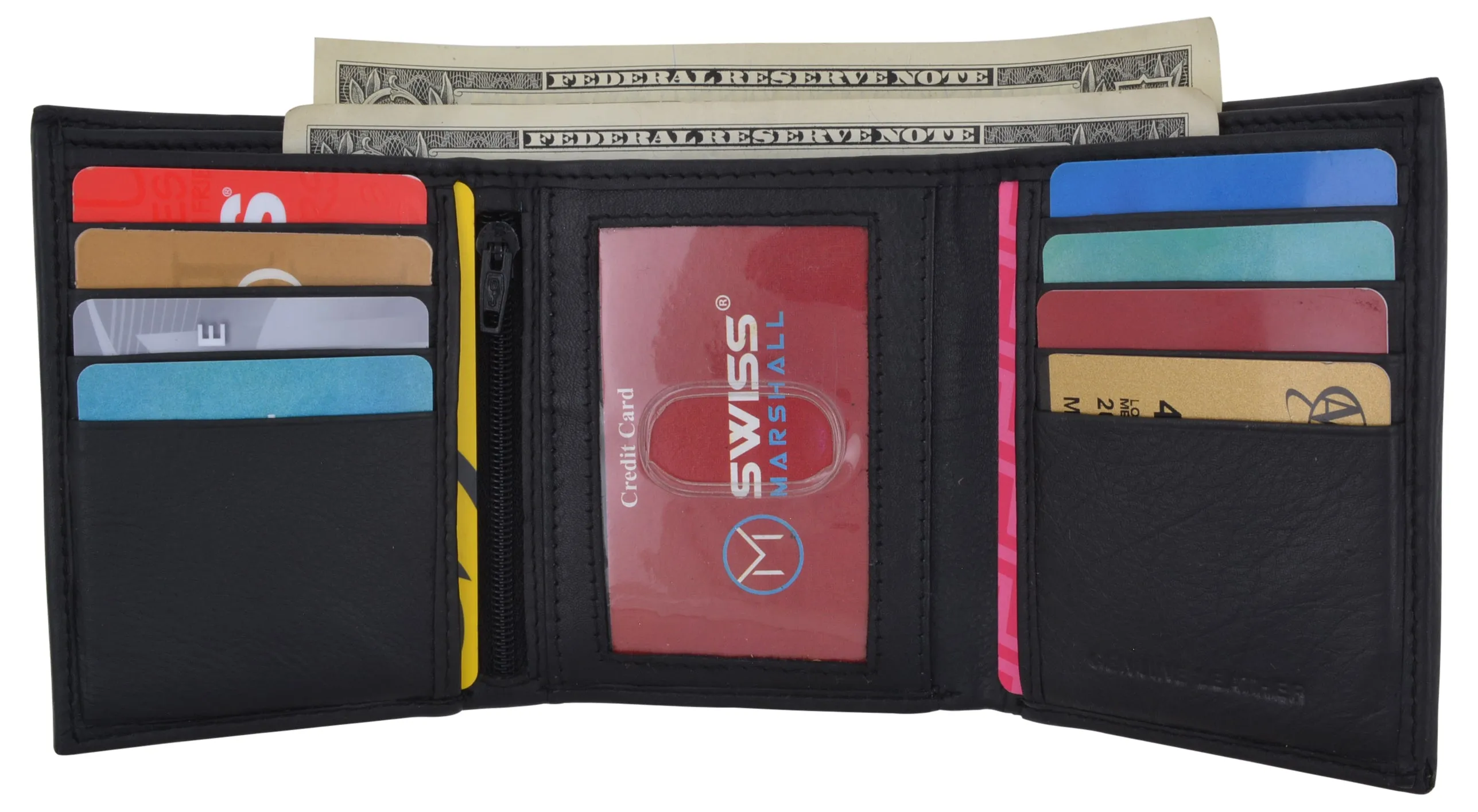 RFID Blocking Mens Trifold Wallet W/Removable Credit Card ID Holder