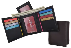 RFID Blocking Mens Trifold Wallet W/Removable Credit Card ID Holder