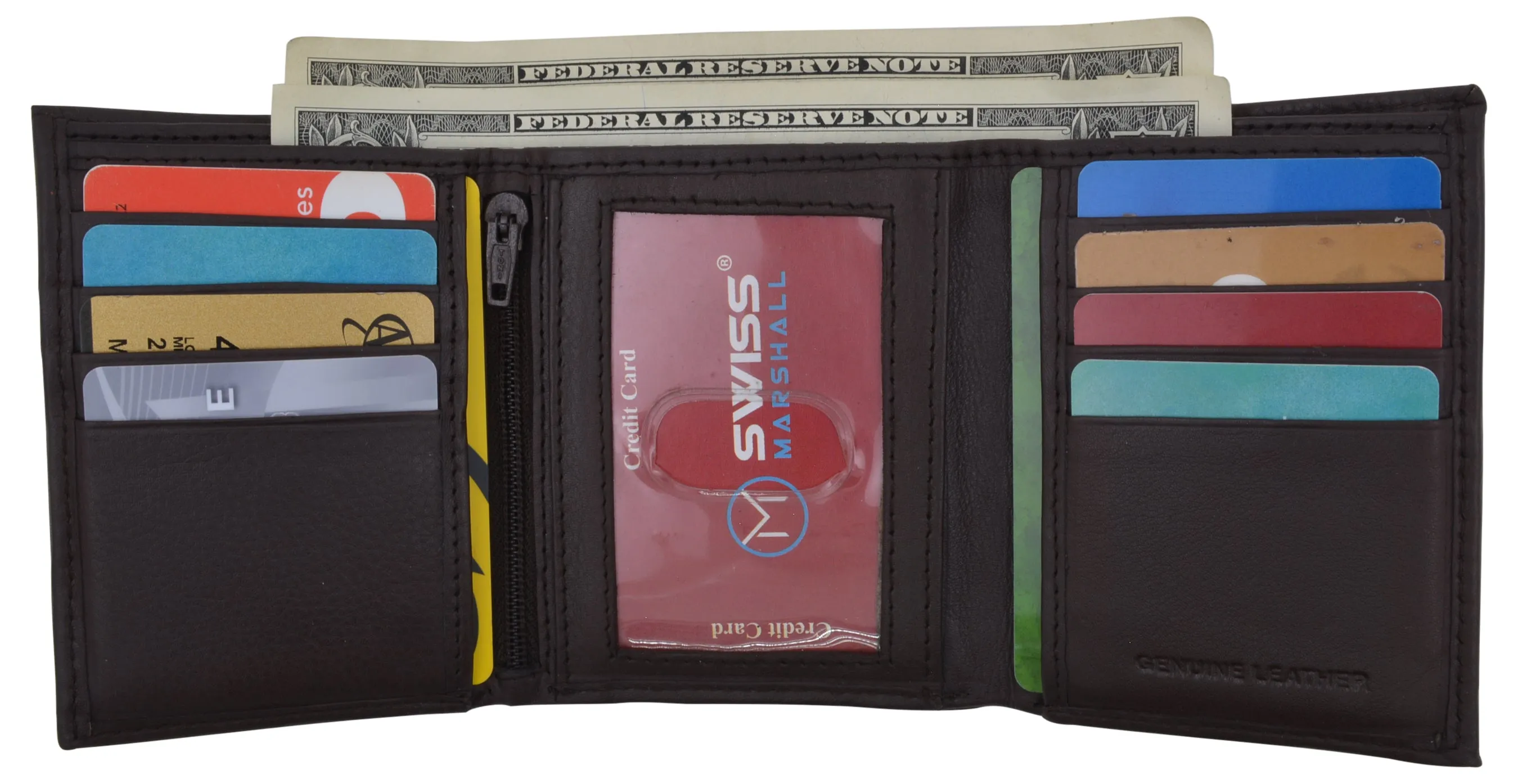 RFID Blocking Mens Trifold Wallet W/Removable Credit Card ID Holder