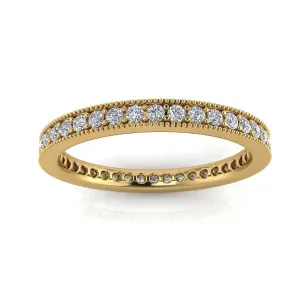 Round Brilliant Cut Diamond Pave & Milgrain Set Eternity Ring In 18k Yellow Gold  (0.46ct. Tw.) Ring Size 6