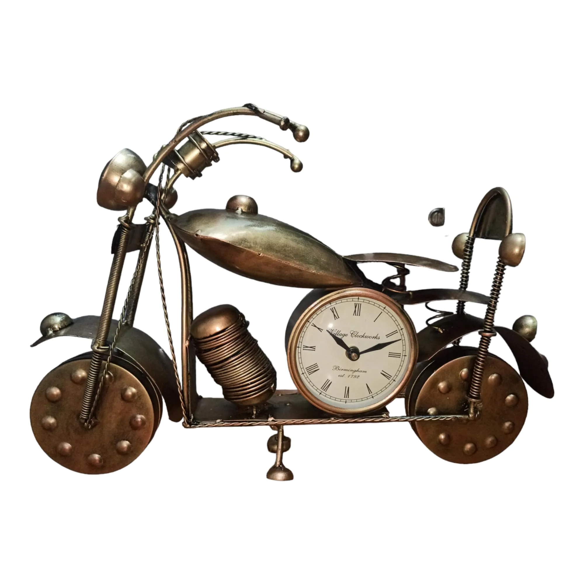 Royal Craft Palace Golden Bike Timepiece - 4" Metal Clock Edition