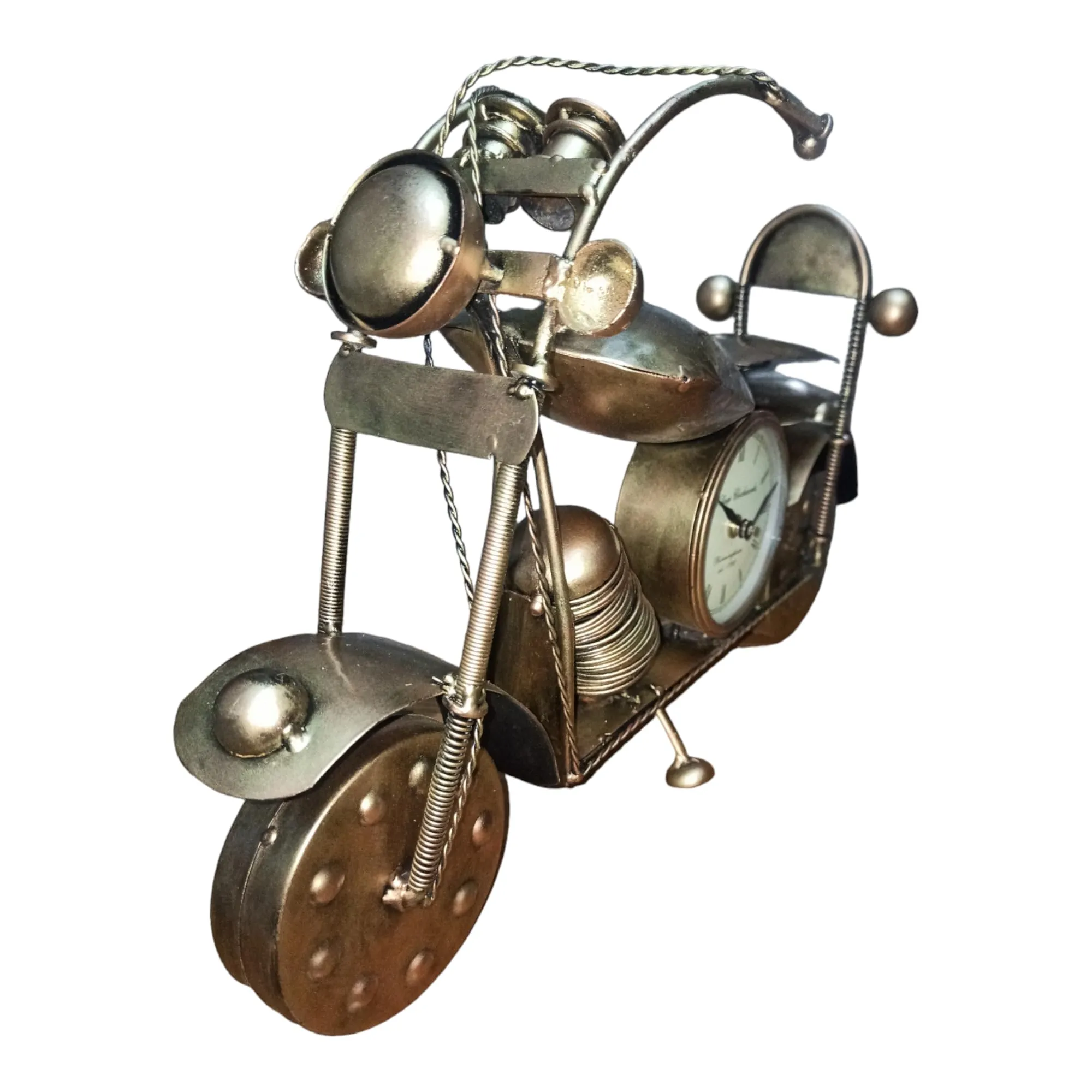 Royal Craft Palace Golden Bike Timepiece - 4" Metal Clock Edition