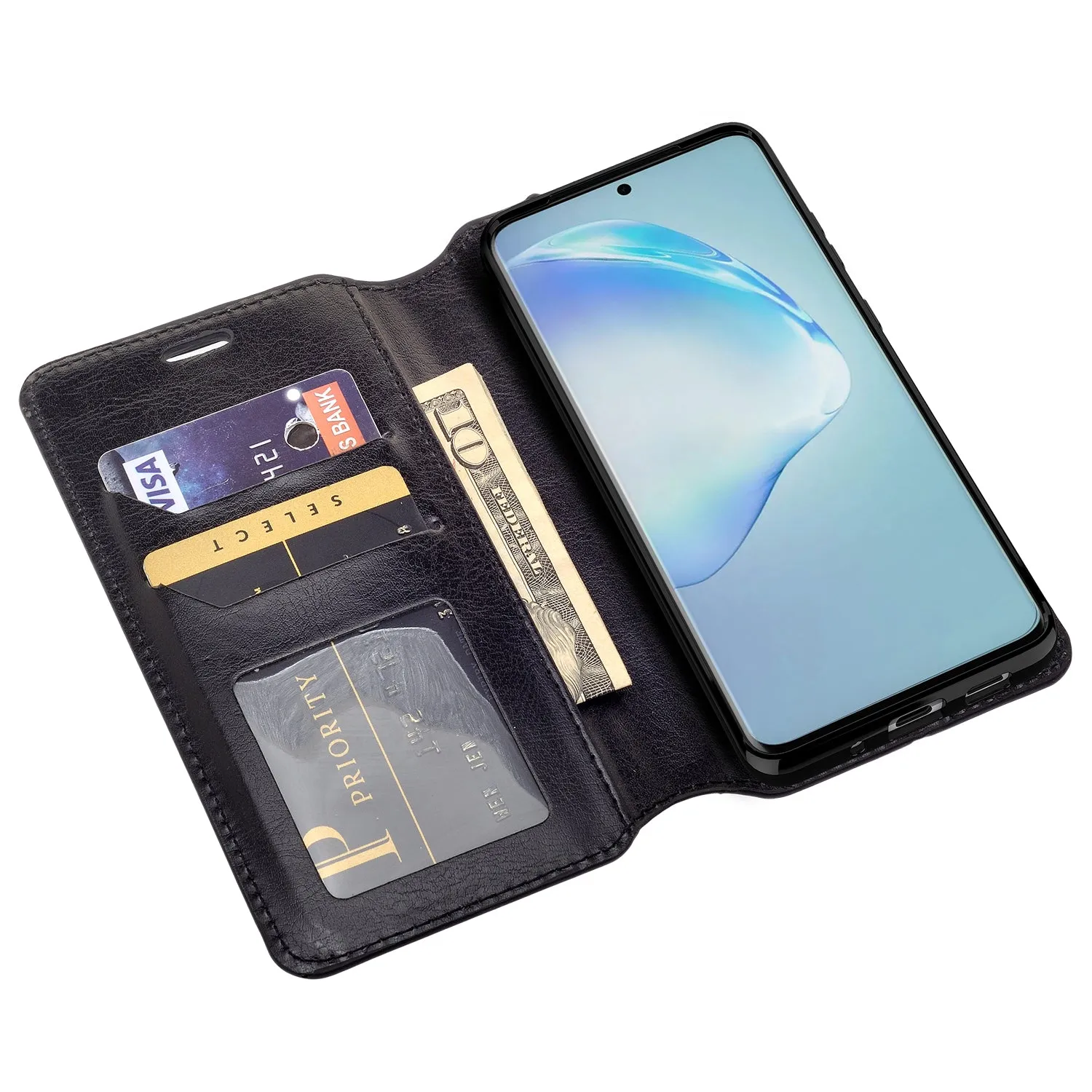 Samsung Galaxy S20 Case, Galaxy S20 Wallet Case, Pu Leather Wallet Case [Kickstand] with ID & Credit Card Slots for Galaxy S20  - Black