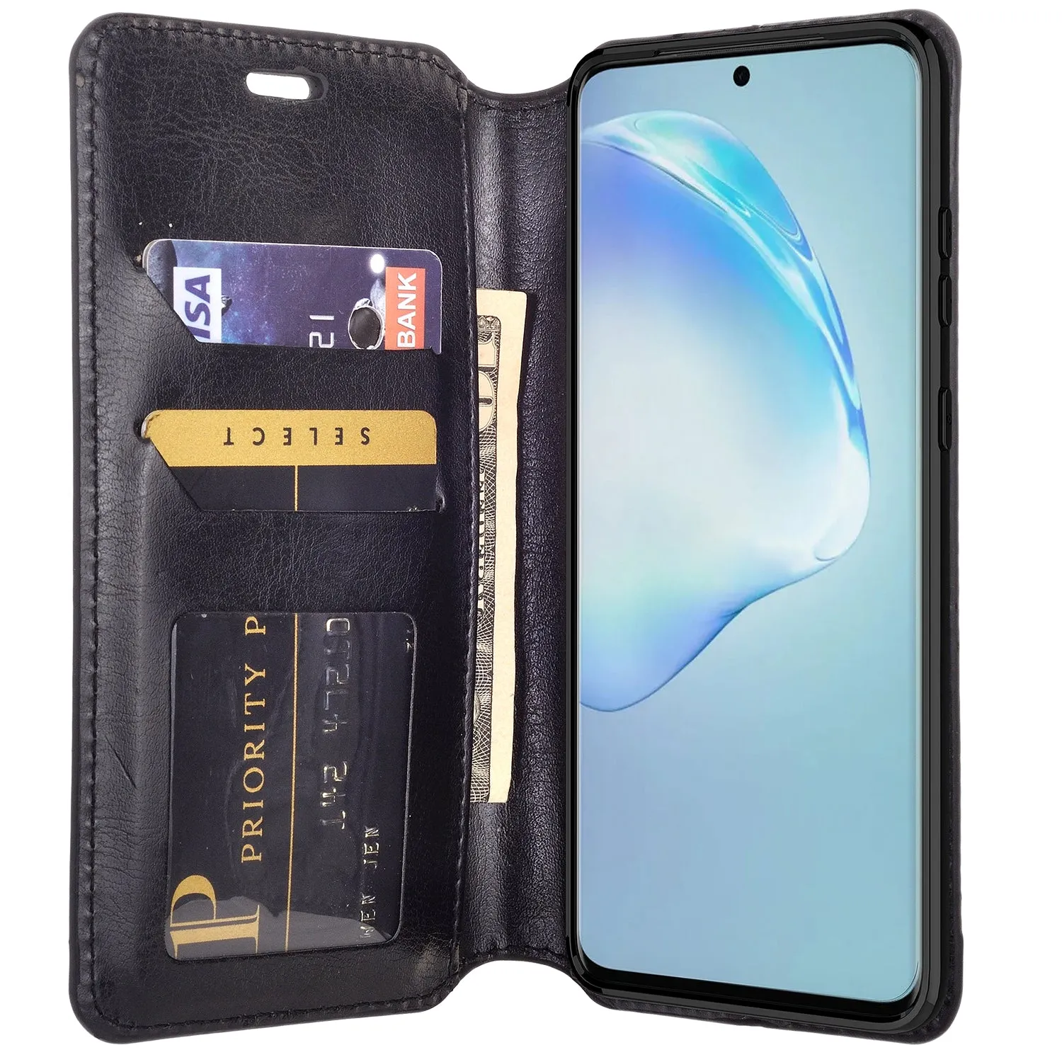 Samsung Galaxy S20 Case, Galaxy S20 Wallet Case, Pu Leather Wallet Case [Kickstand] with ID & Credit Card Slots for Galaxy S20  - Black
