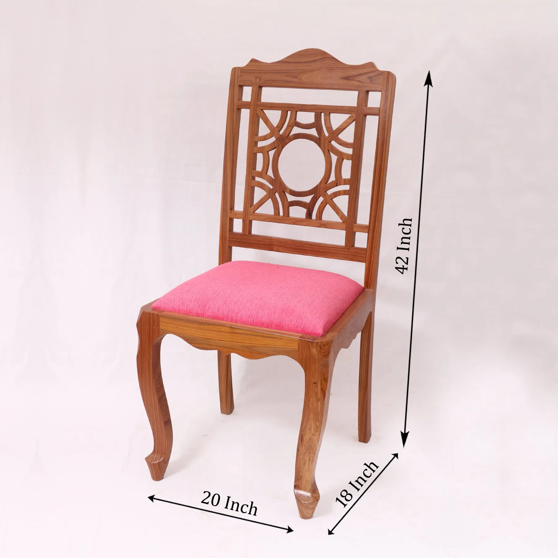 (Set of 2) Teak Wood Traditional Dinning office all purpose Chair pink color