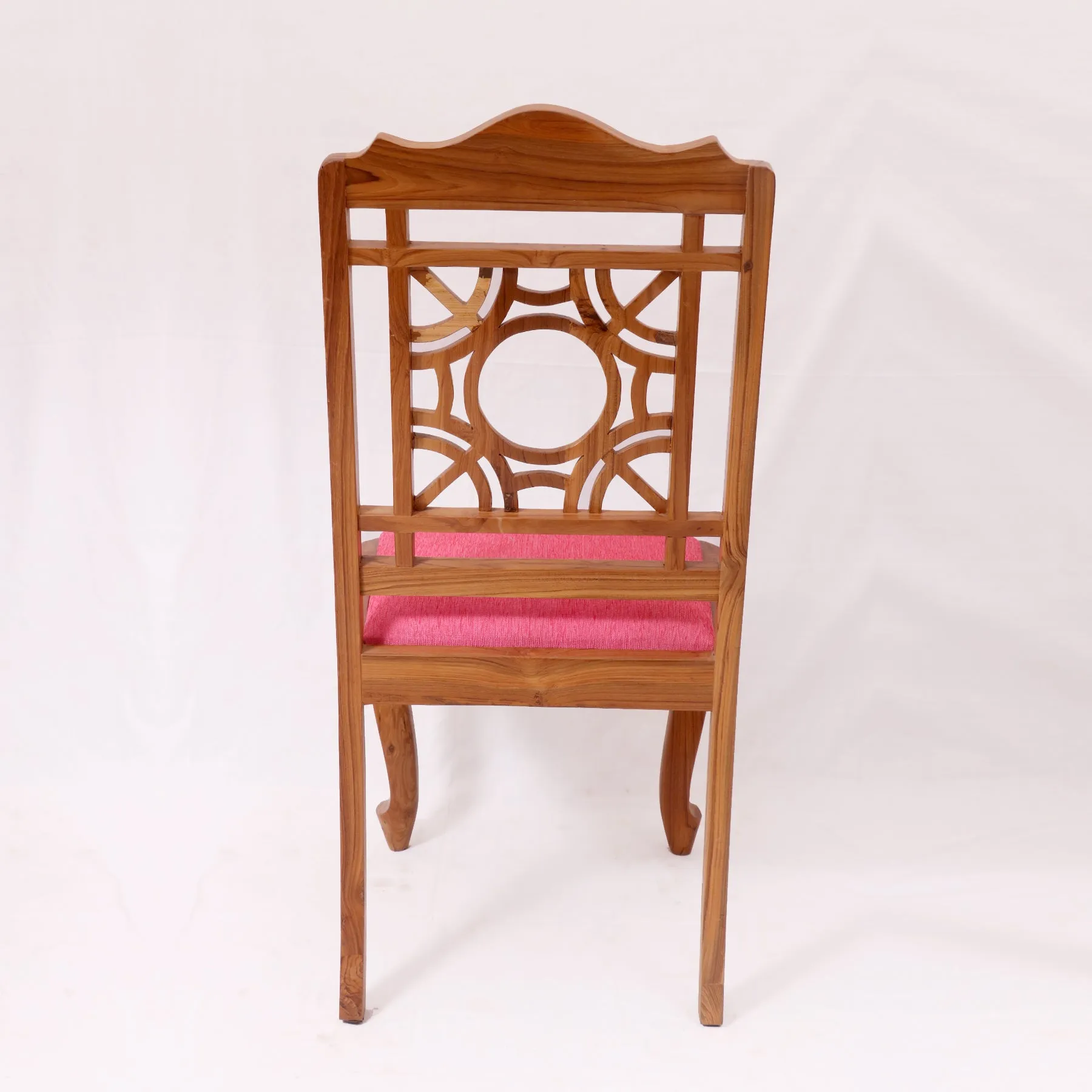 (Set of 2) Teak Wood Traditional Dinning office all purpose Chair pink color