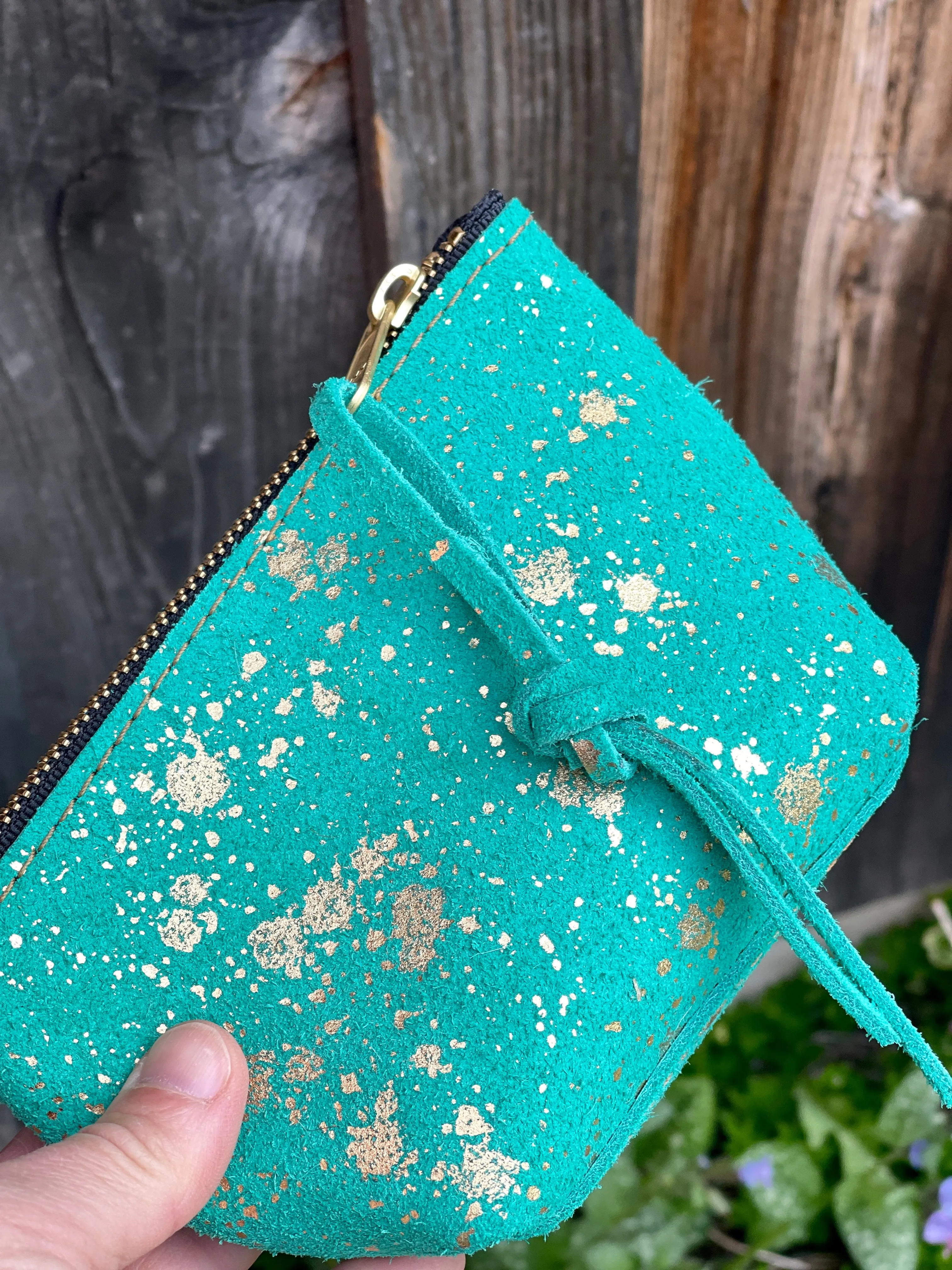 Small Green Leather Pouch