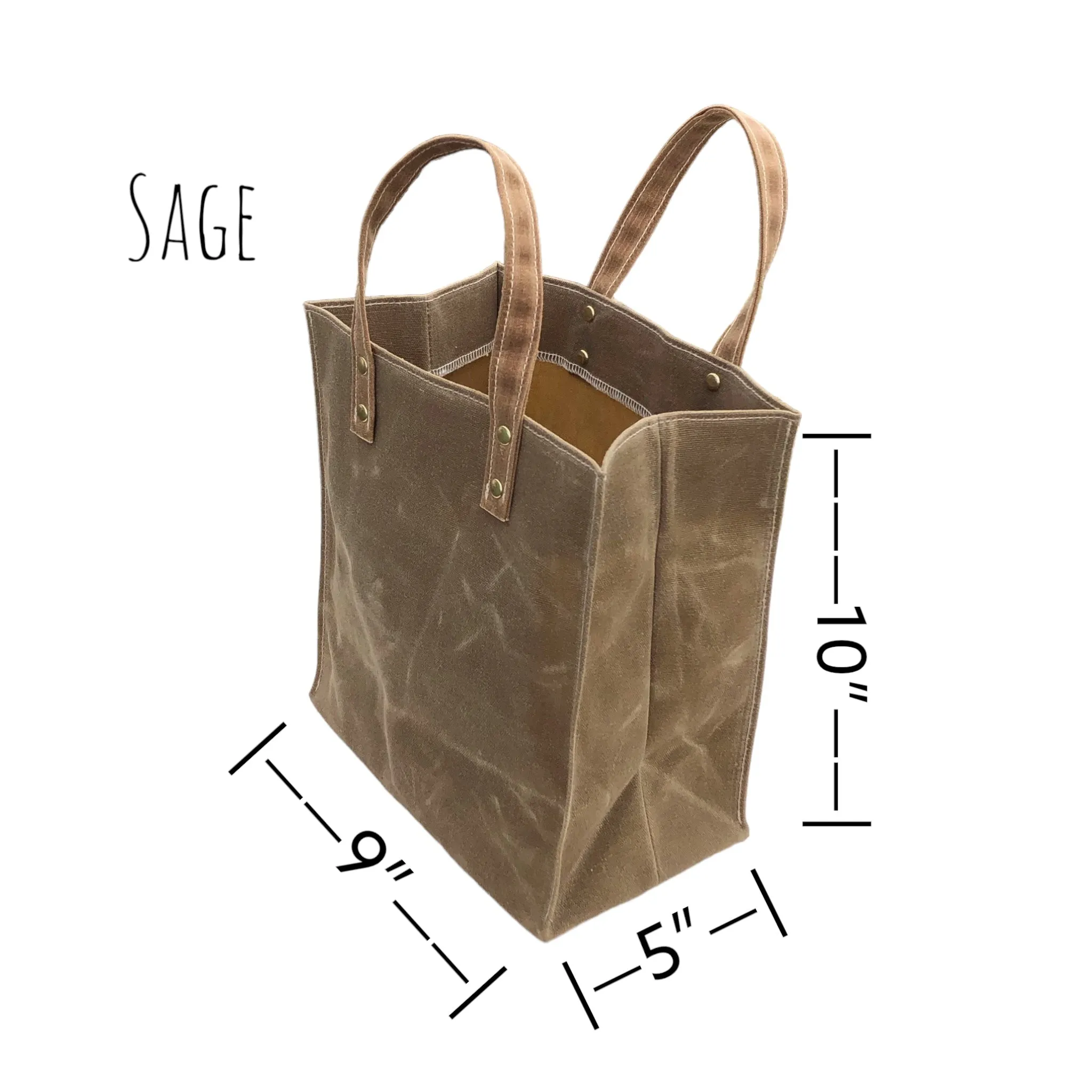 Small Waxed Canvas Tote Bag - Sage