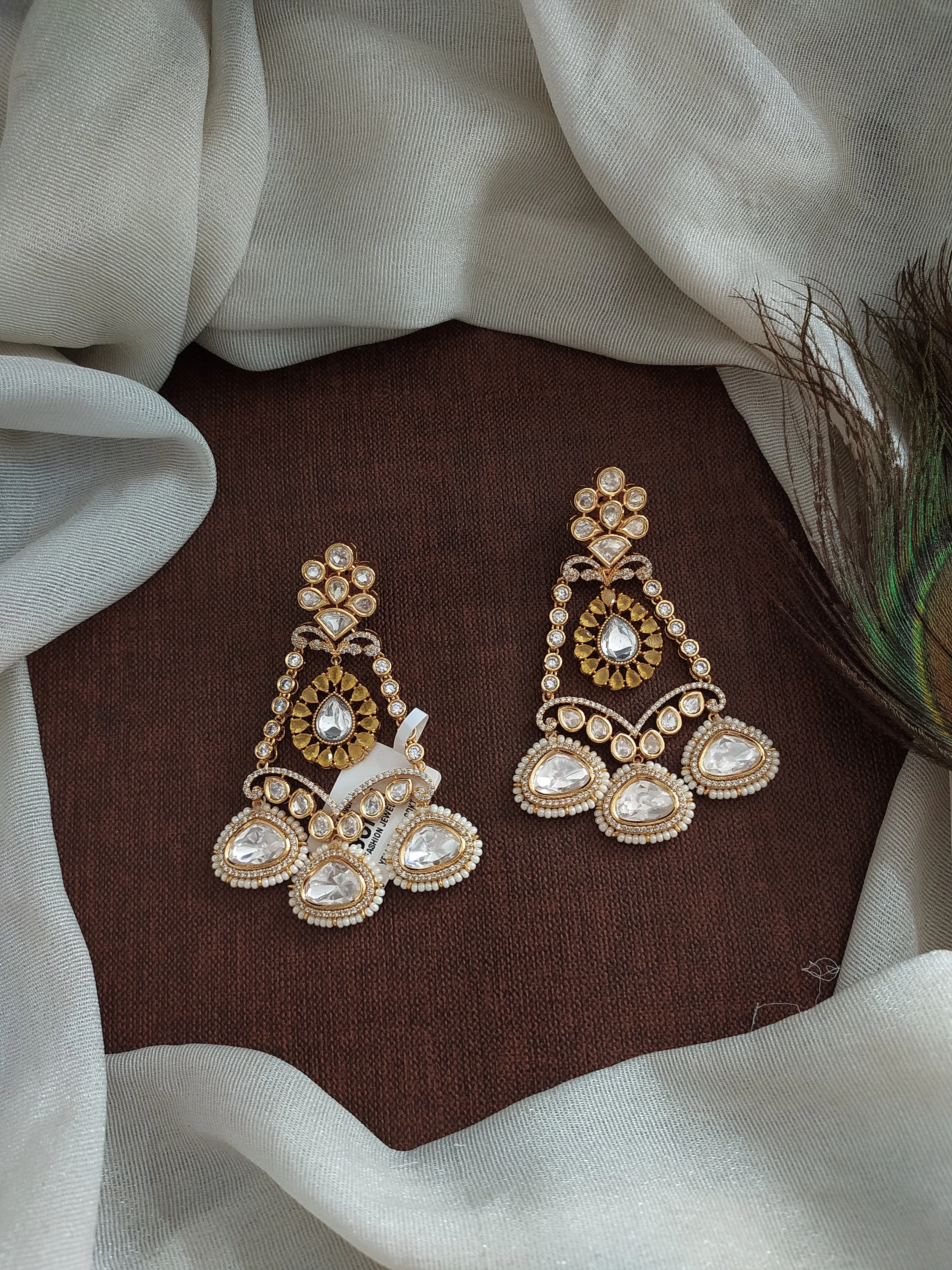 Sonal's Designer Kundan Earrings with Polki and Uncut Stones