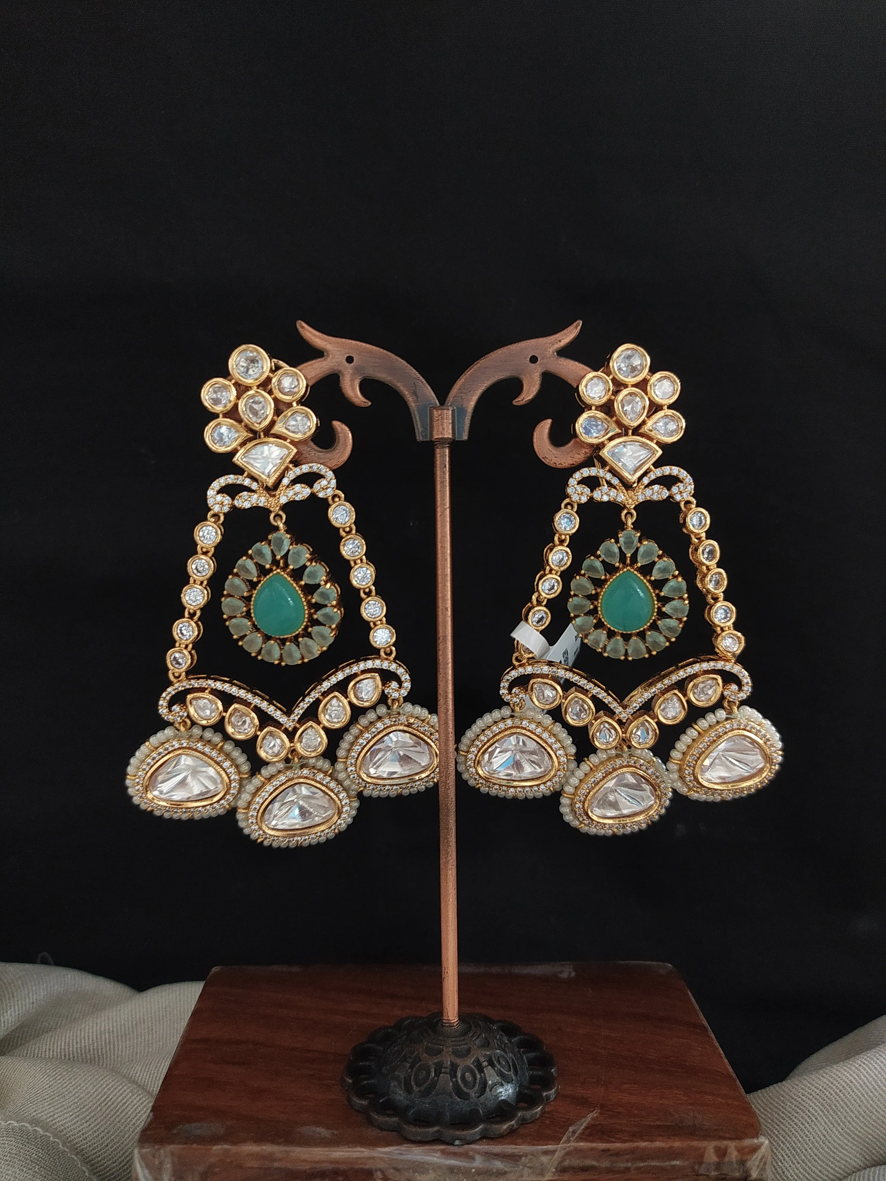 Sonal's Designer Kundan Earrings with Polki and Uncut Stones