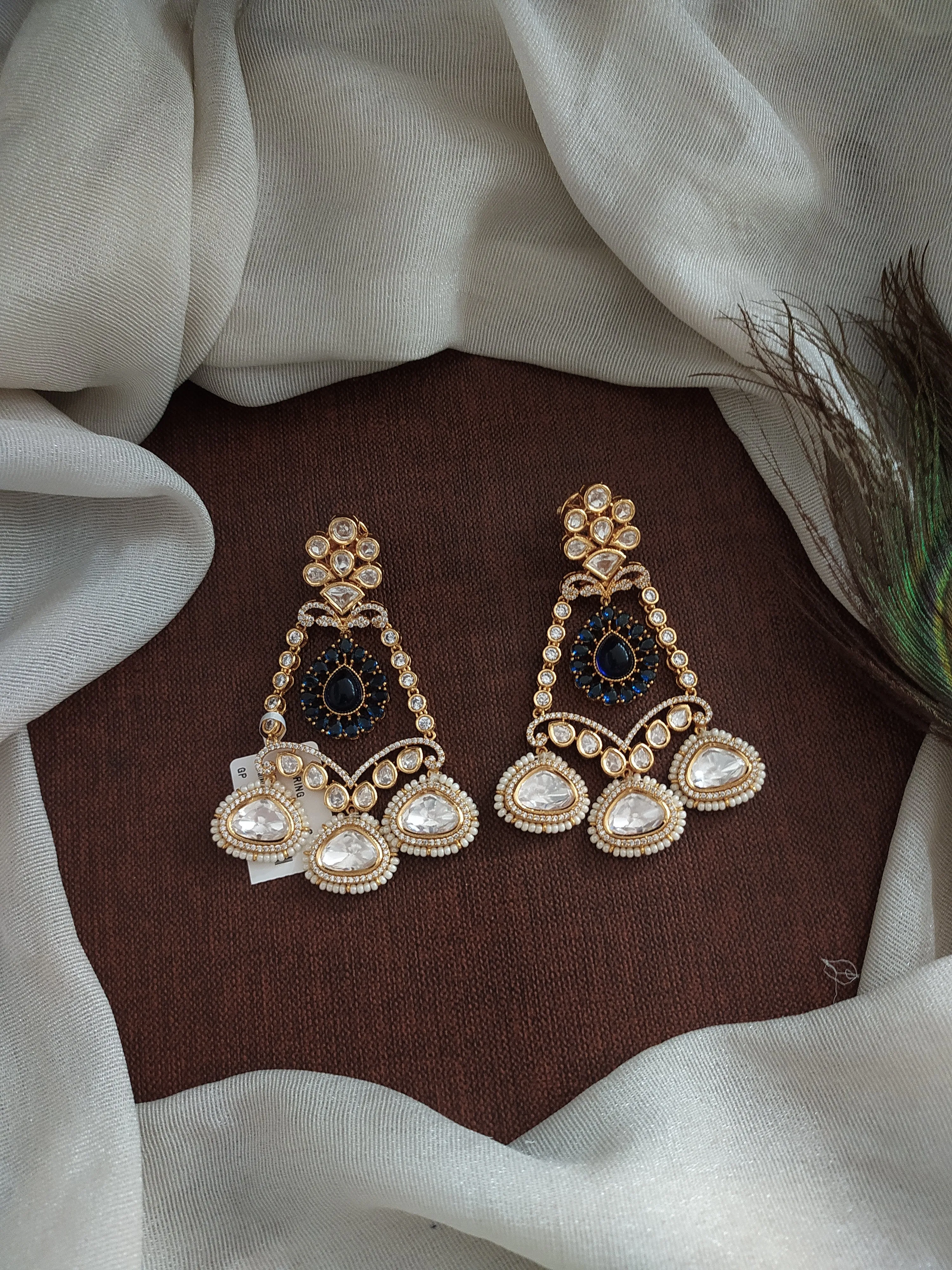 Sonal's Designer Kundan Earrings with Polki and Uncut Stones