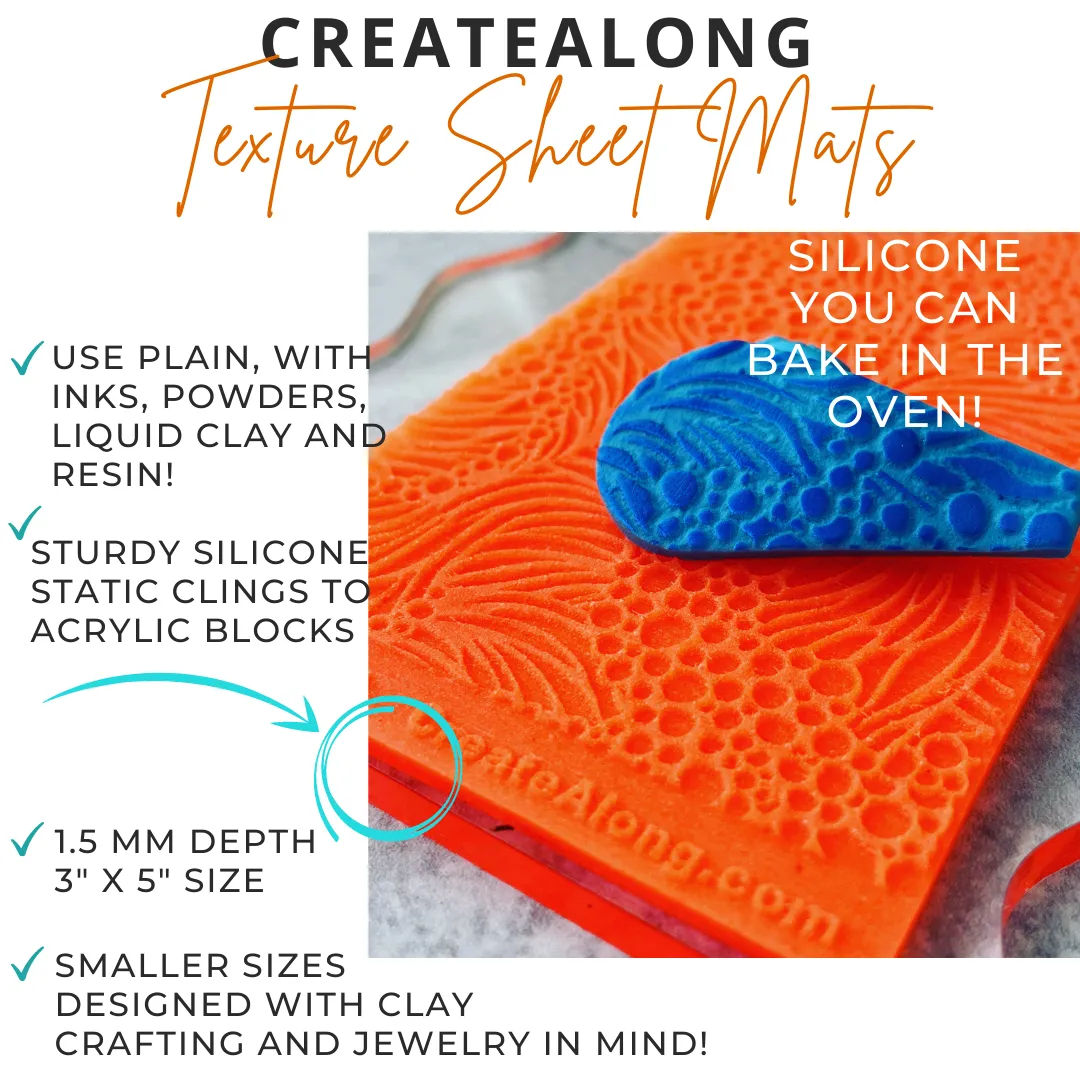 Spout Art Deco Texture Mat Silicone rubber Stamp for polymer clay paper Gelli plate and resin