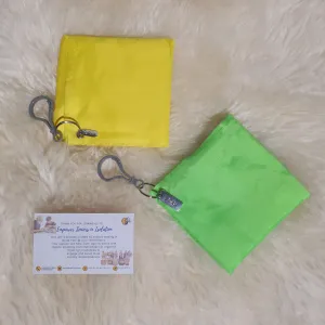 Square Nylon Eco Bag with Motivational Charm and Keyring