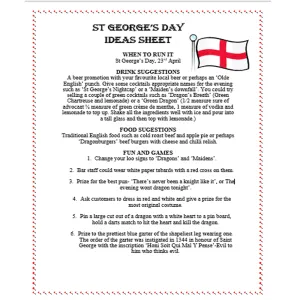 St George's ideas sheet