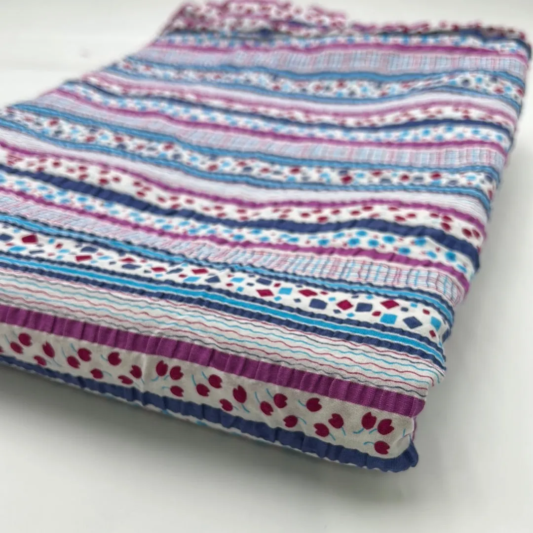 Stretch Cotton Blouse Weight, Blue & Pink Stripe (WDW1950)
