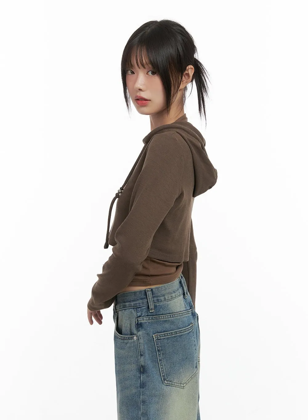 Stylish Graphic Hooded Crop CS412