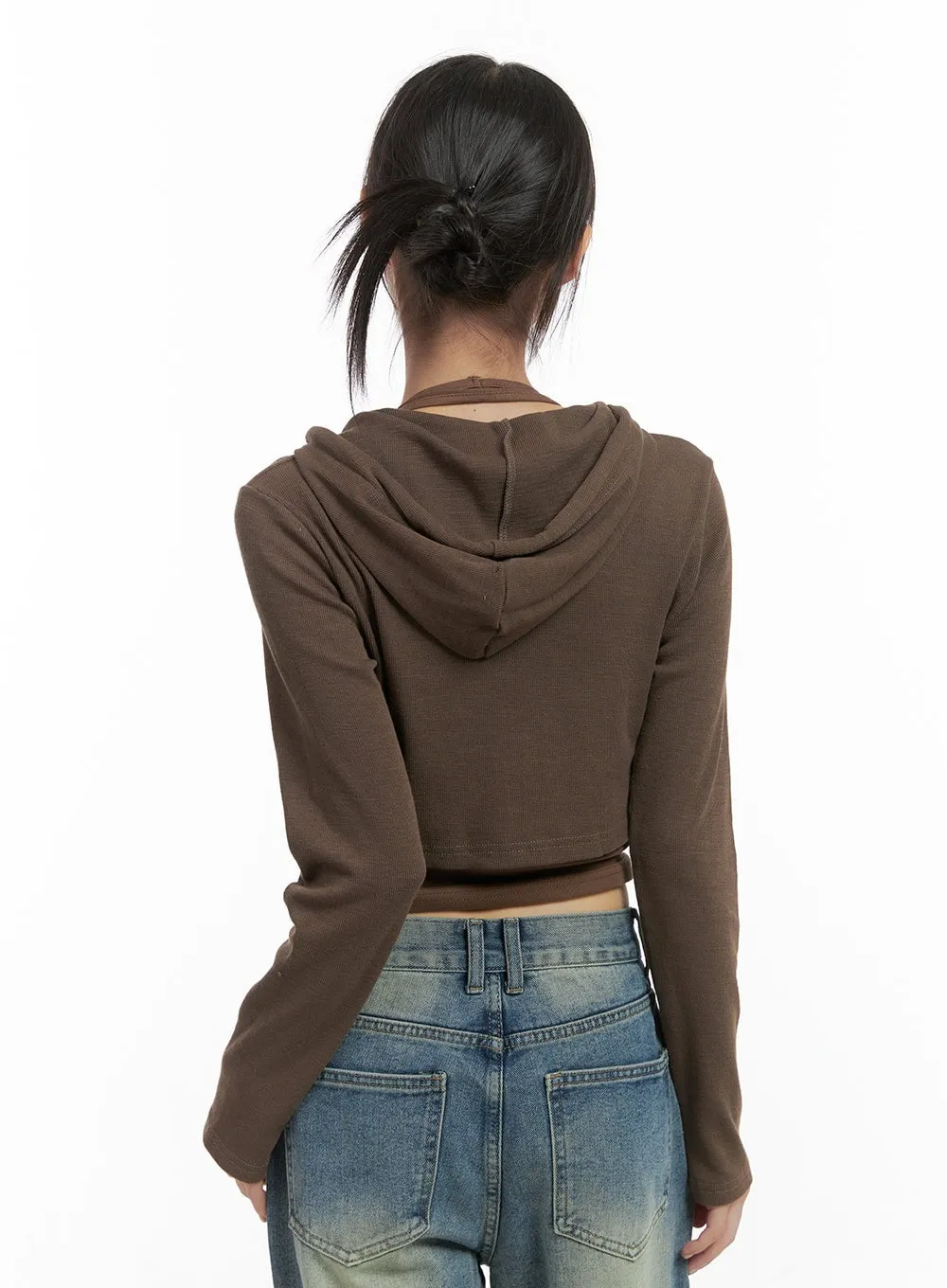 Stylish Graphic Hooded Crop CS412