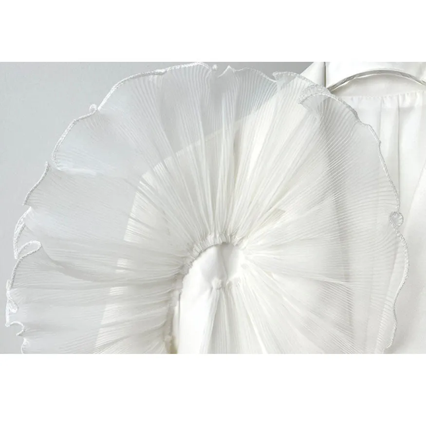 Stylish Mesh Ruffle Decor Blazer