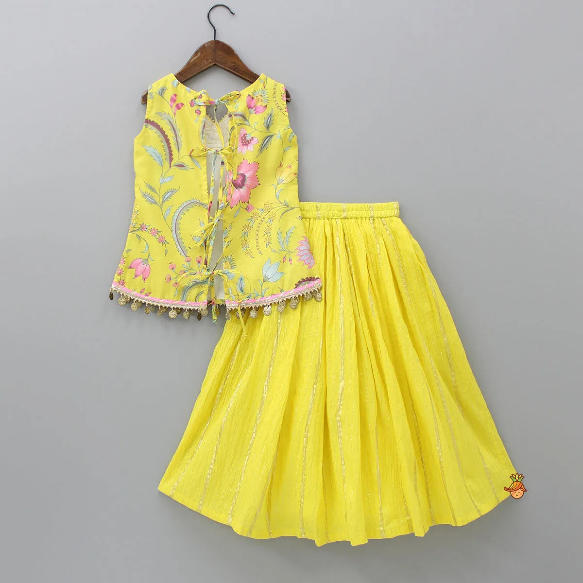 Stylish Printed Kurti And Flared Lehenga