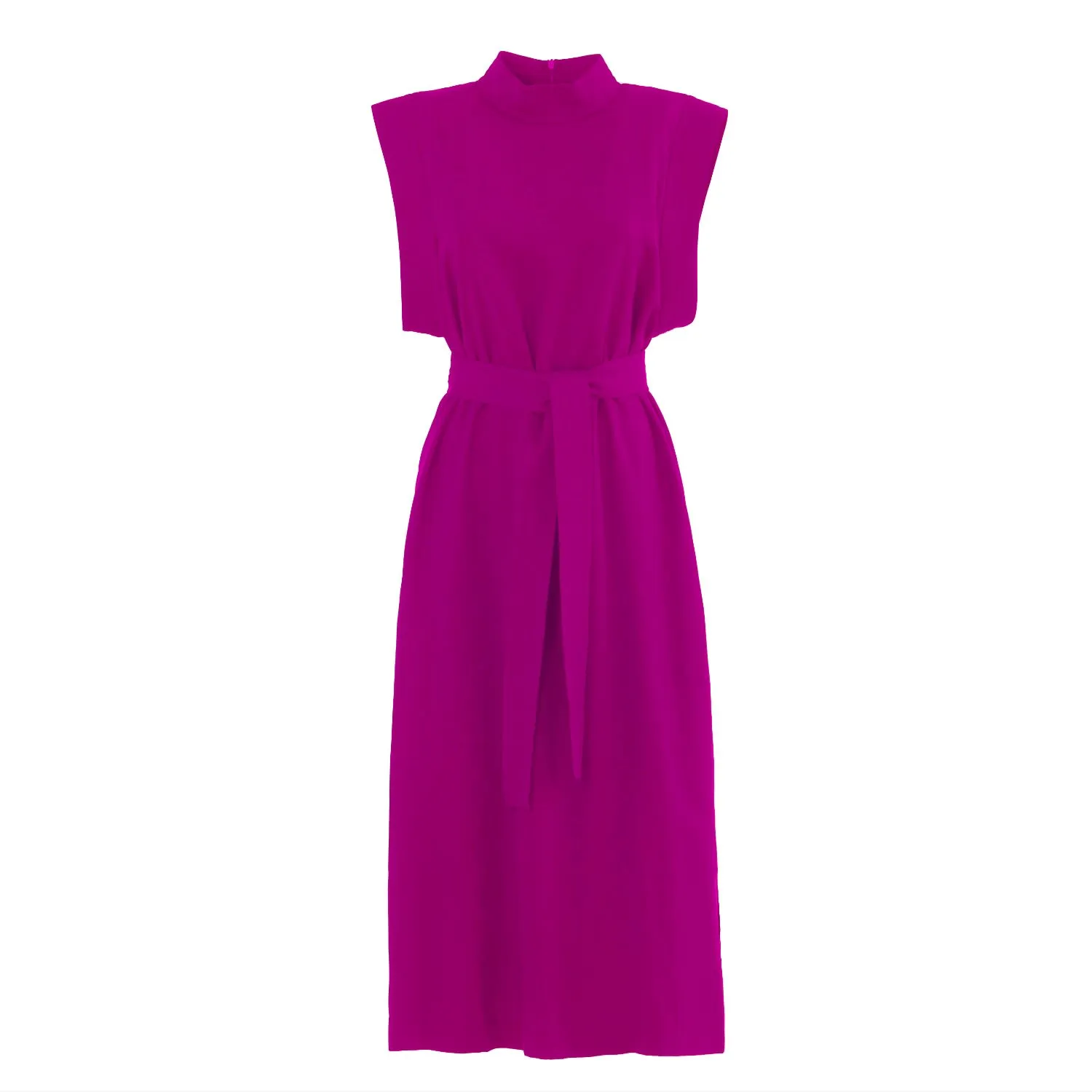 Stylish Straight Dress With Belt Pink