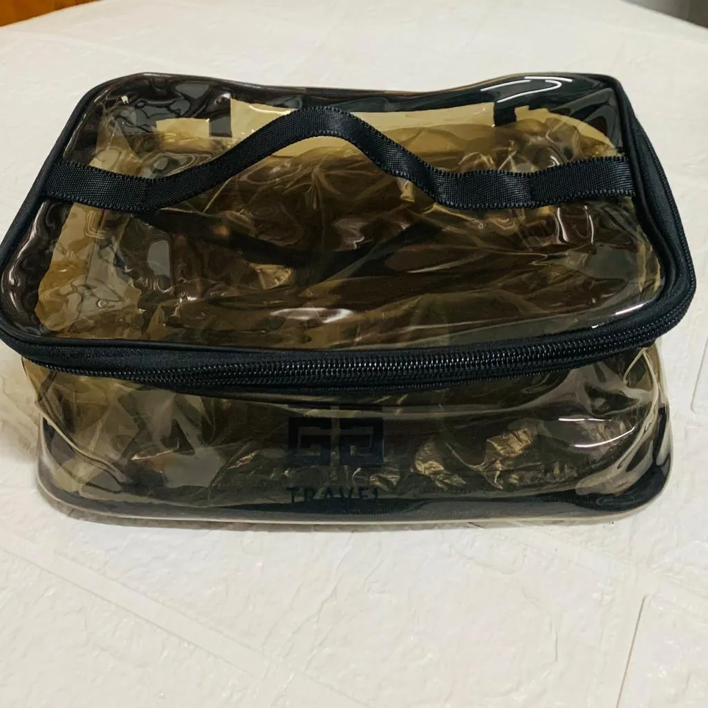 Stylish Transparent Makeup Box (Light Brown)