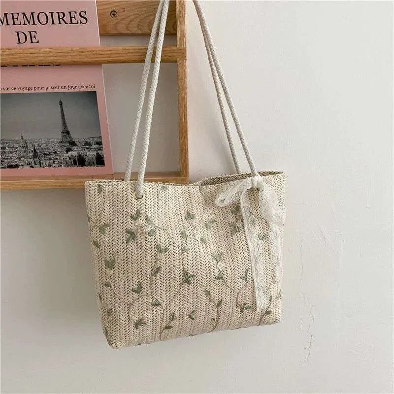 Tajade Summer Beach Shoulder Tote Woven Straw Bag
