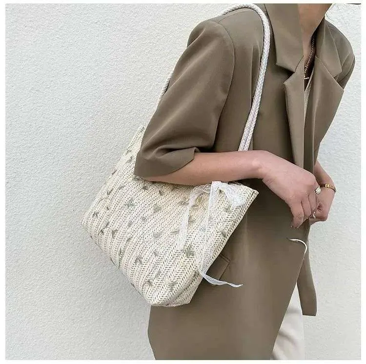 Tajade Summer Beach Shoulder Tote Woven Straw Bag
