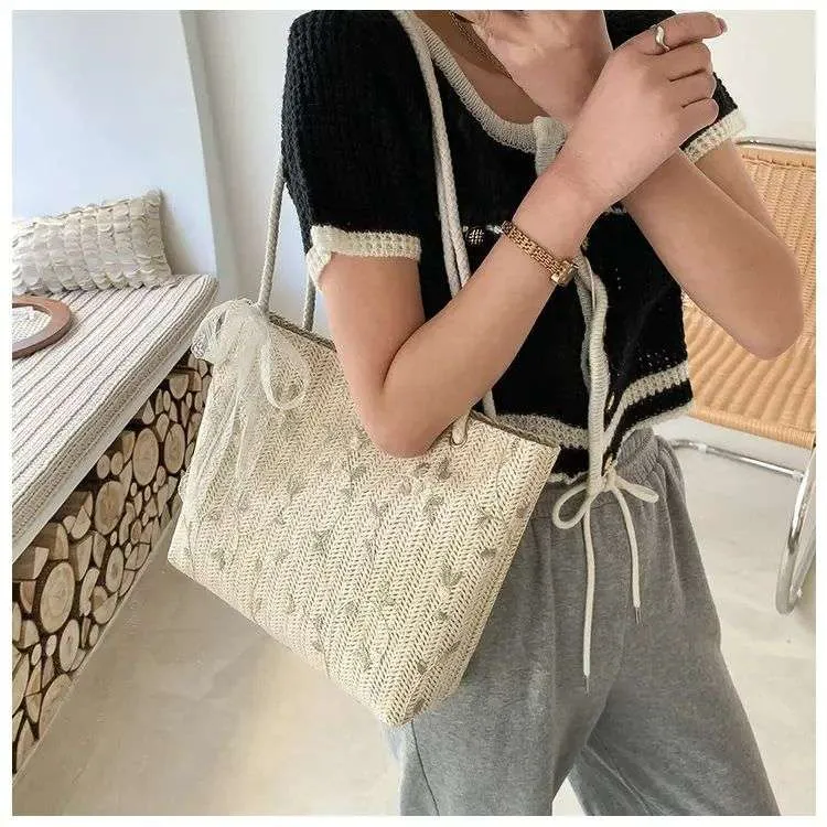 Tajade Summer Beach Shoulder Tote Woven Straw Bag