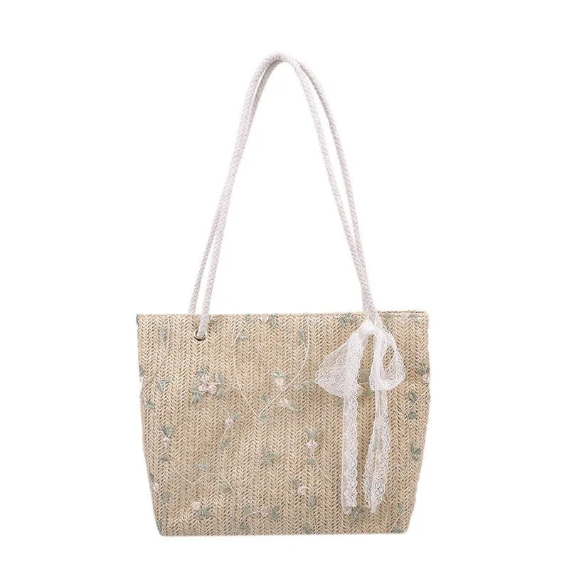 Tajade Summer Beach Shoulder Tote Woven Straw Bag