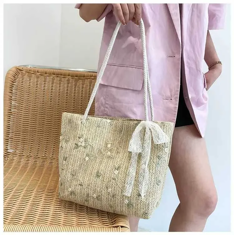 Tajade Summer Beach Shoulder Tote Woven Straw Bag