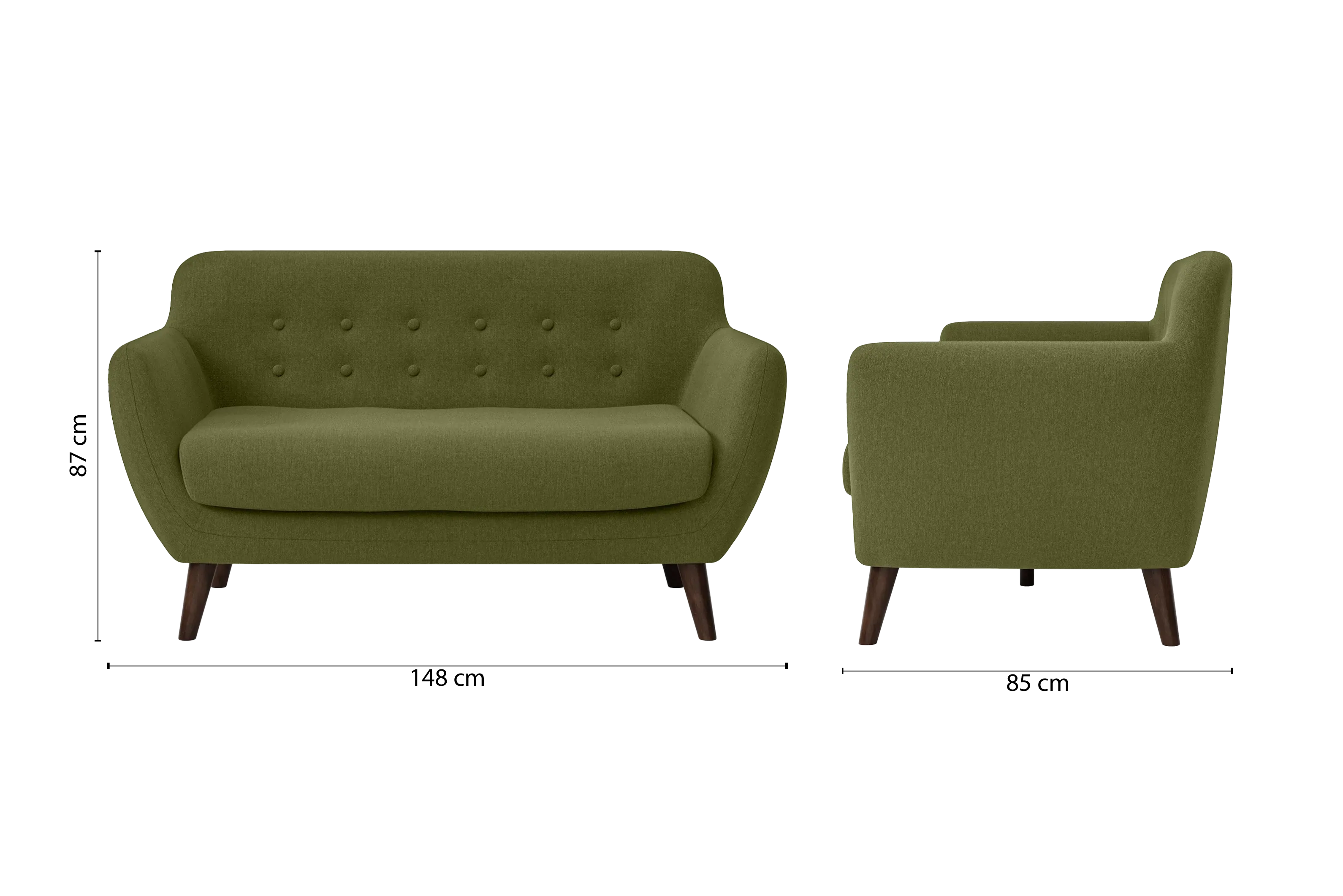 Terni 2 Seater Sofa Olive Linen Fabric