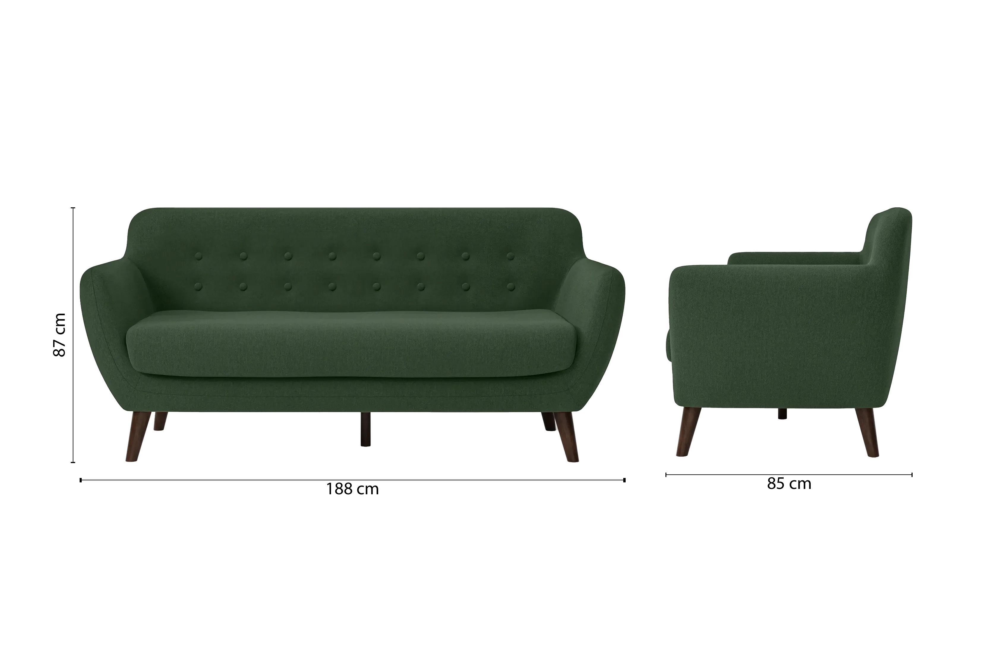 Terni 3 Seater Sofa Forest Green Linen Fabric