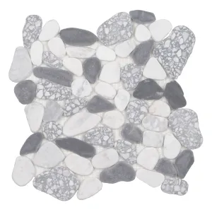 Terrazzo Carrara Nero Smoke - Shaved Pebble Tile