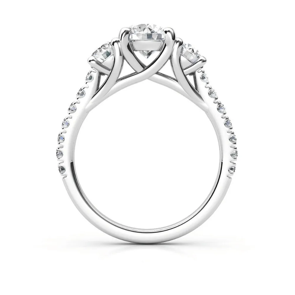 Three-Stone Diamond Engagement Ring - Elegant Trio in White Gold